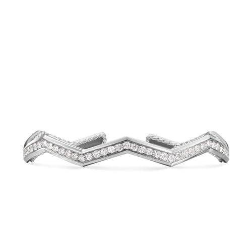 David Yurman Zig Zag Stax Cuff Bracelet in Sterling Silver with Diamonds, 5mm