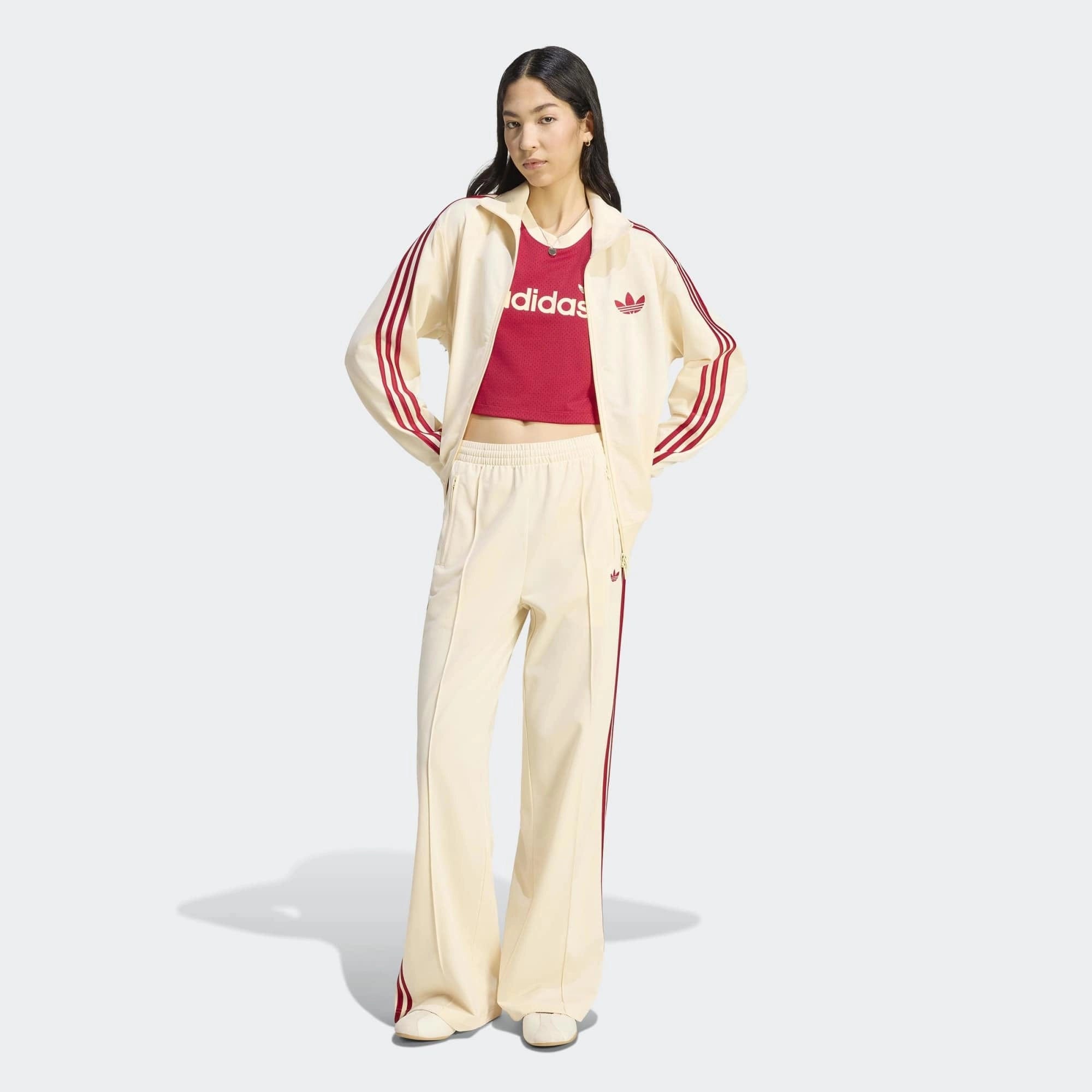adidas Originals Firebird Loose Damen Track Pants – Warm Vanilla / Team Victory Red