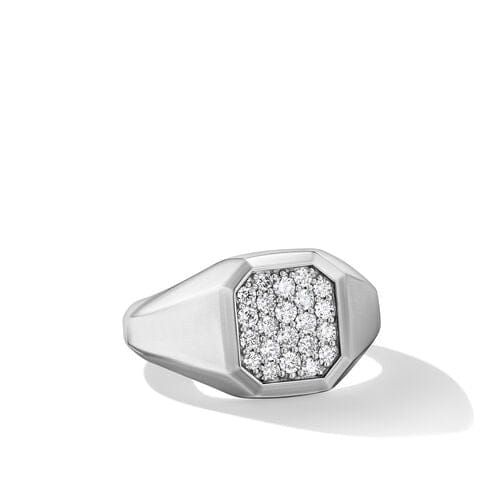 David Yurman Streamline Signet Ring in Sterling Silver with Diamonds, Size 11