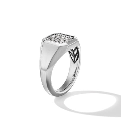 David Yurman Streamline Signet Ring in Sterling Silver with Diamonds, Size 11