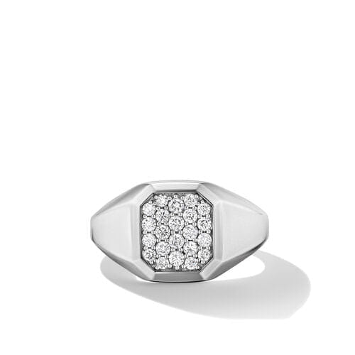 David Yurman Streamline Signet Ring in Sterling Silver with Diamonds, Size 11