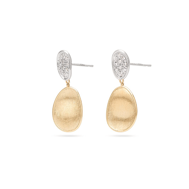 Marco Bicego Lunaria Mixed Metals Double Drop Earrings with Diamonds
