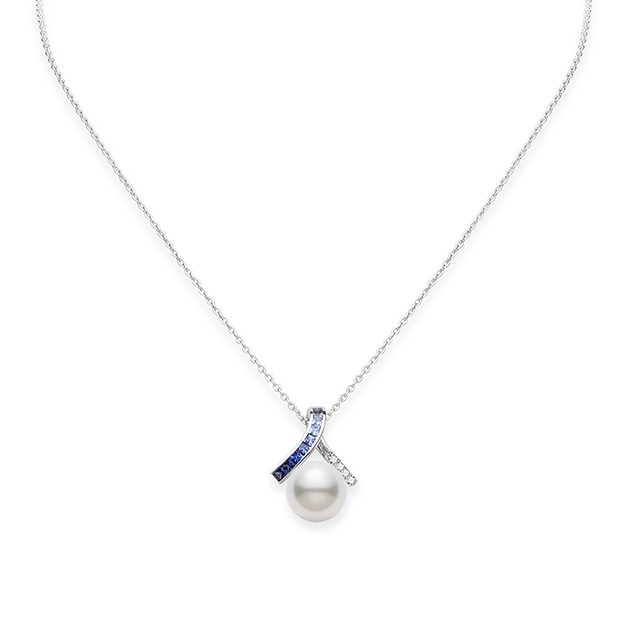 Mikimoto Ocean White Gold White South Sea Pearl and Blue Sapphire Necklace