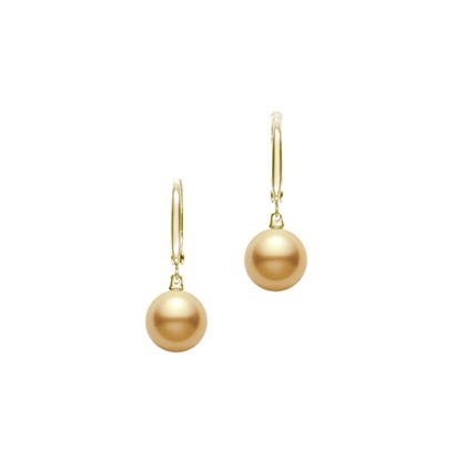 Mikimoto Yellow Gold Golden South Sea 10mm Pearl Earrings