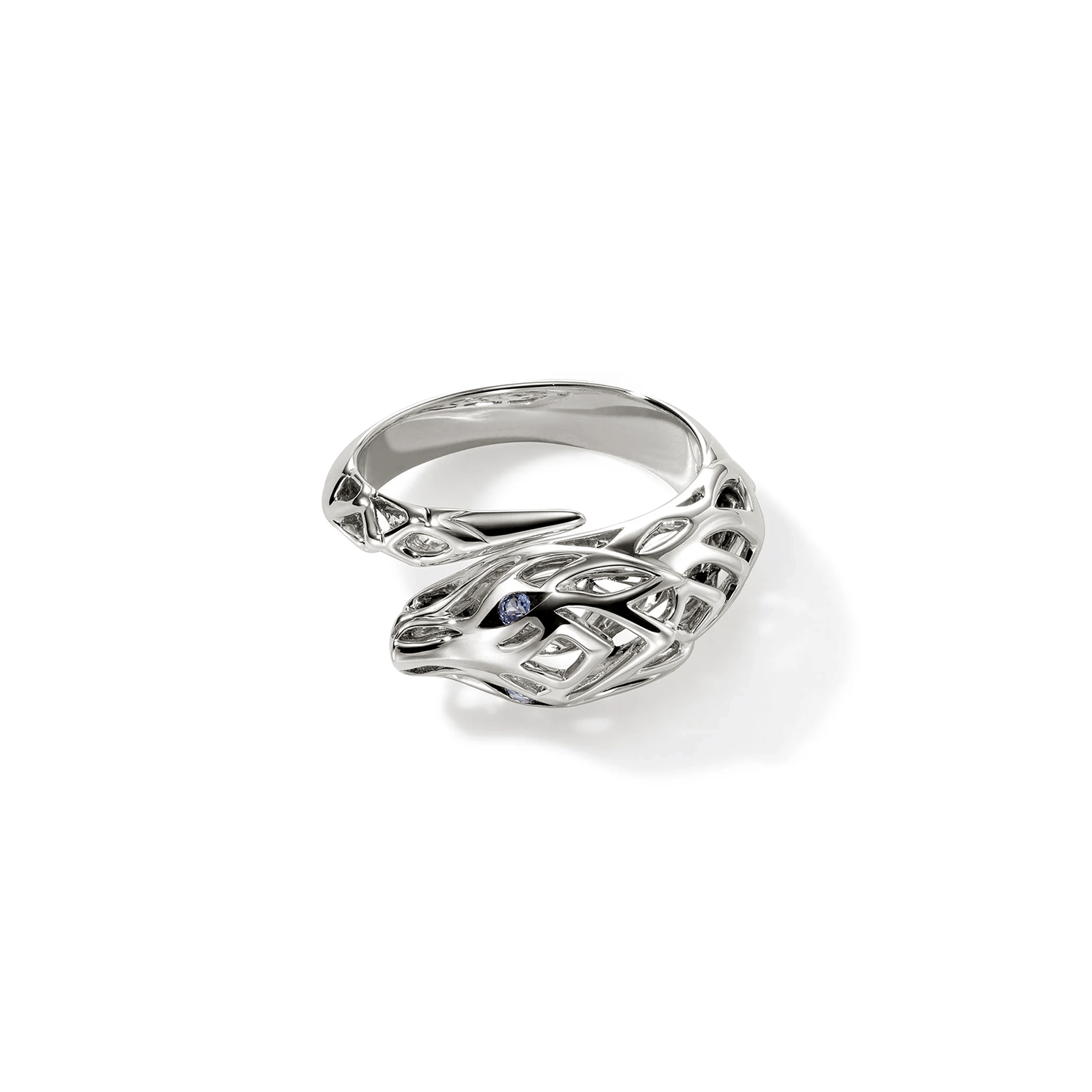 John Hardy Naga Sterling Silver Blue Sapphire Bypass Ring
