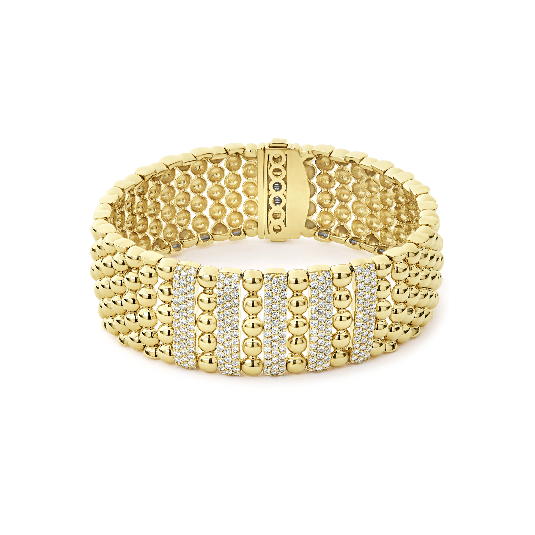 LAGOS Caviar Gold Five Station 18K Gold Diamond Bracelet, 20mm