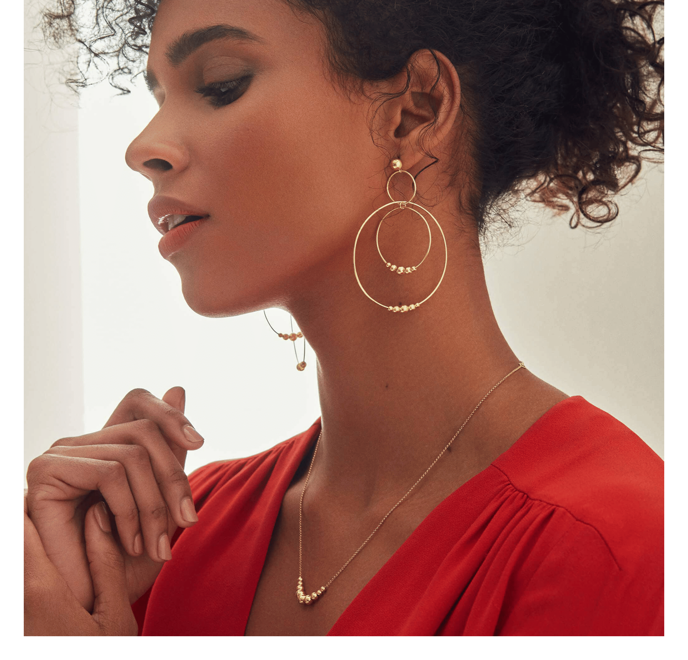 LAGOS Caviar Gold Three Circle Bead Drop Earrings
