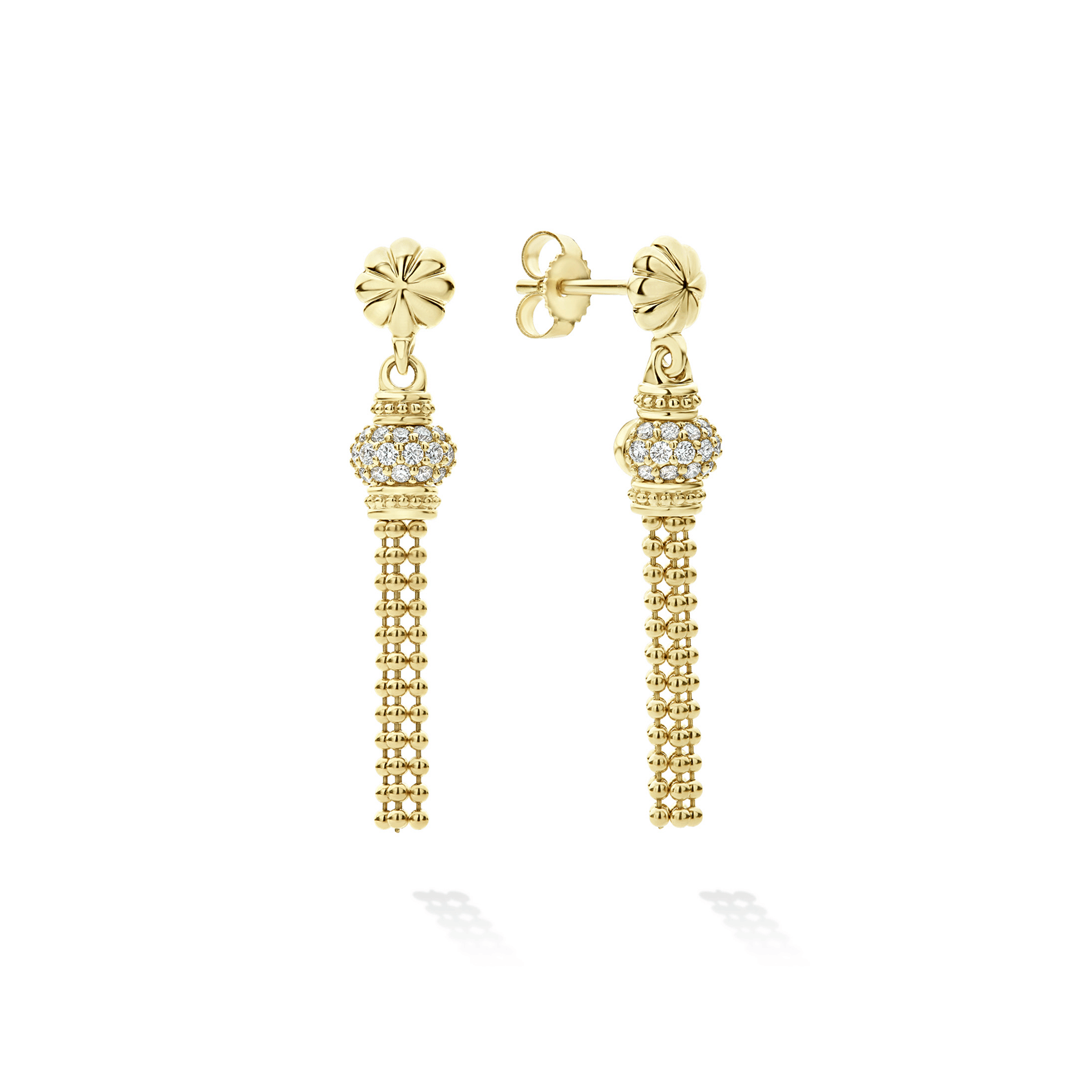 LAGOS Caviar Gold Tassel Diamond Earrings