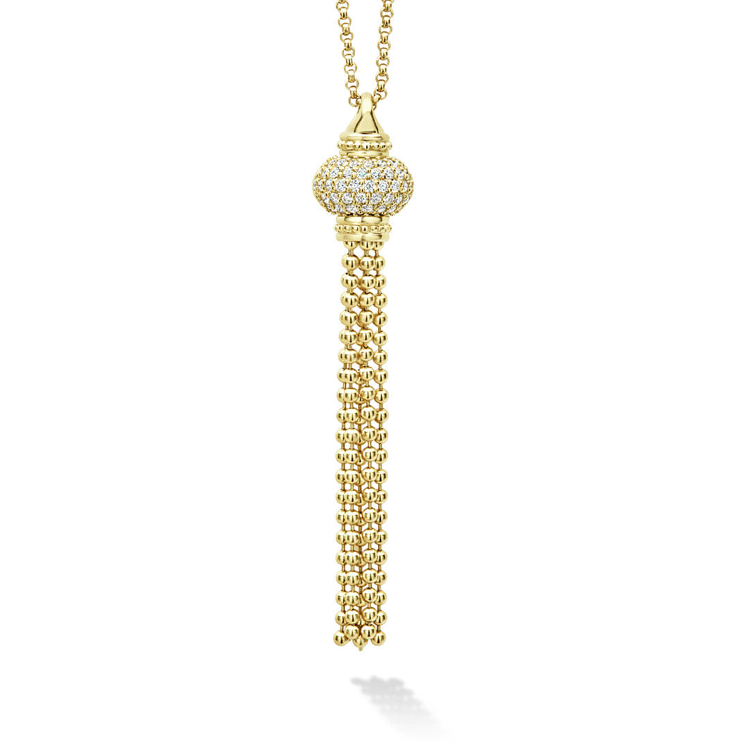 LAGOS Caviar Gold Tassel Diamond Pendant Necklace