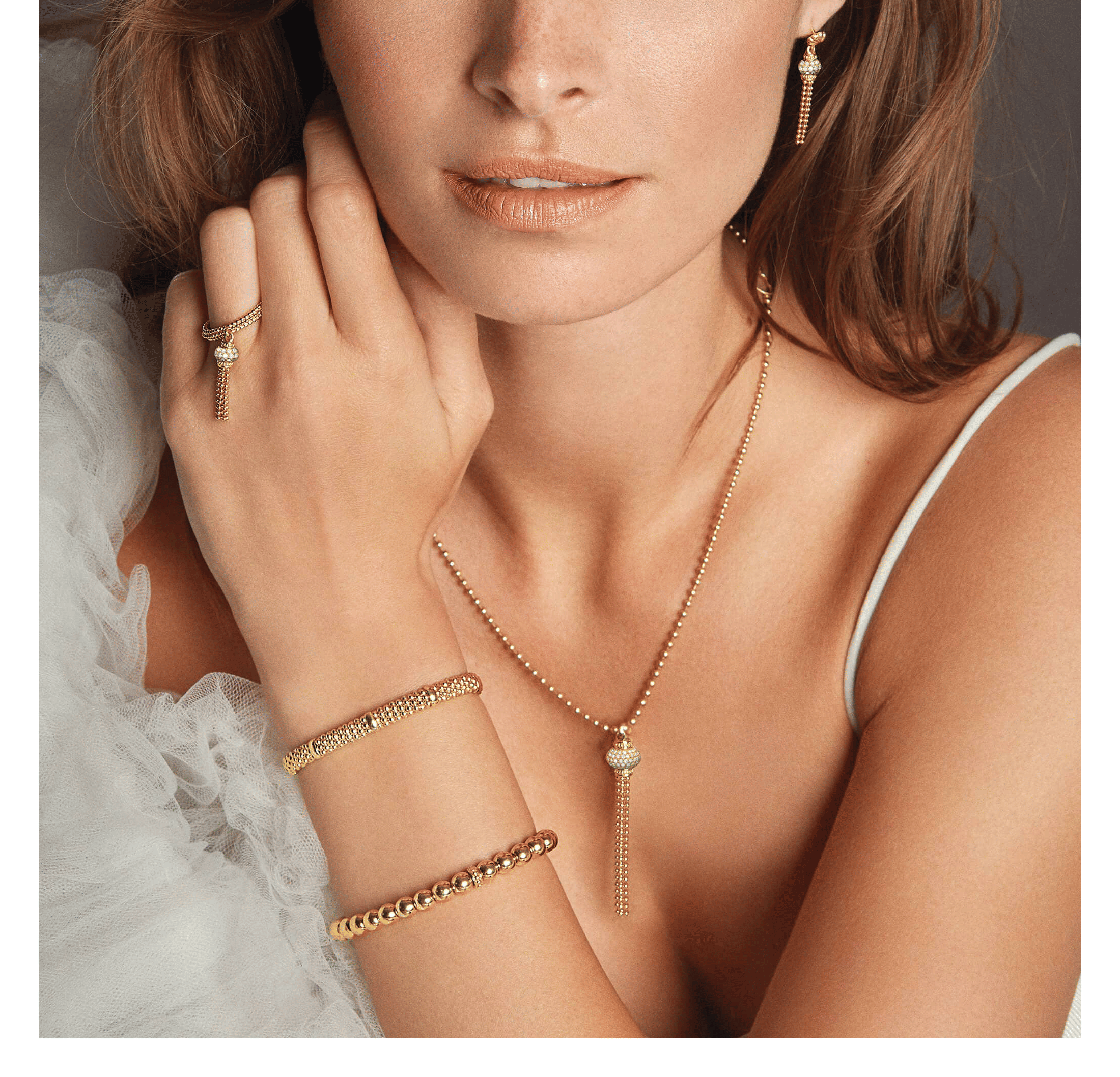 LAGOS Caviar Gold Tassel Diamond Pendant Necklace