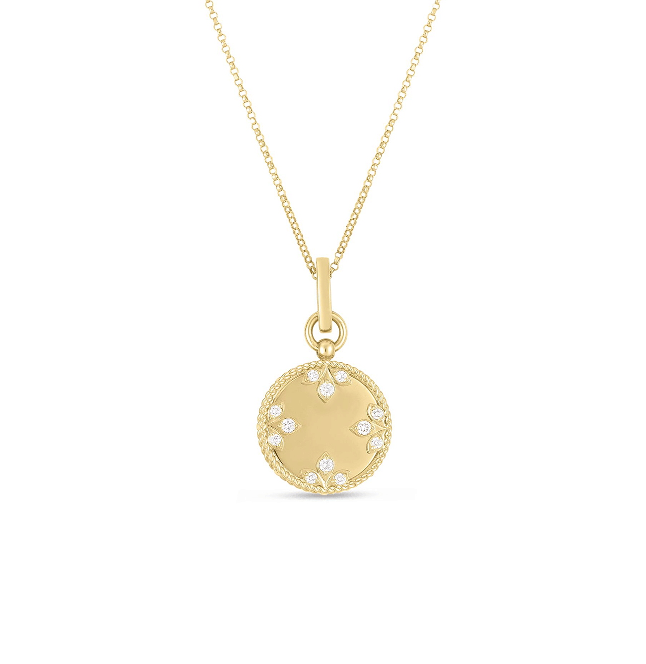 Roberto Coin Medallion Charms Yellow Gold Small Diamond Necklace