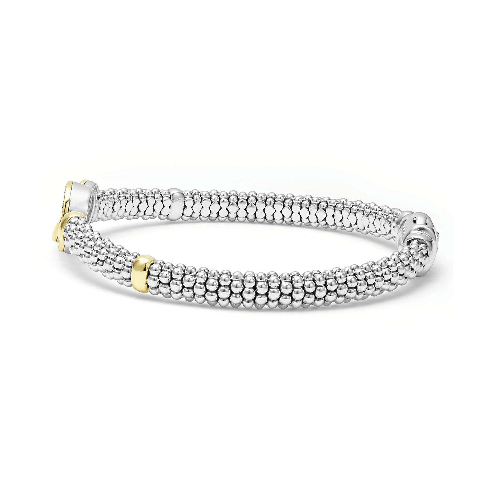 LAGOS Signature Caviar Two-Tone Interlocking Diamond Caviar Bracelet, 6mm