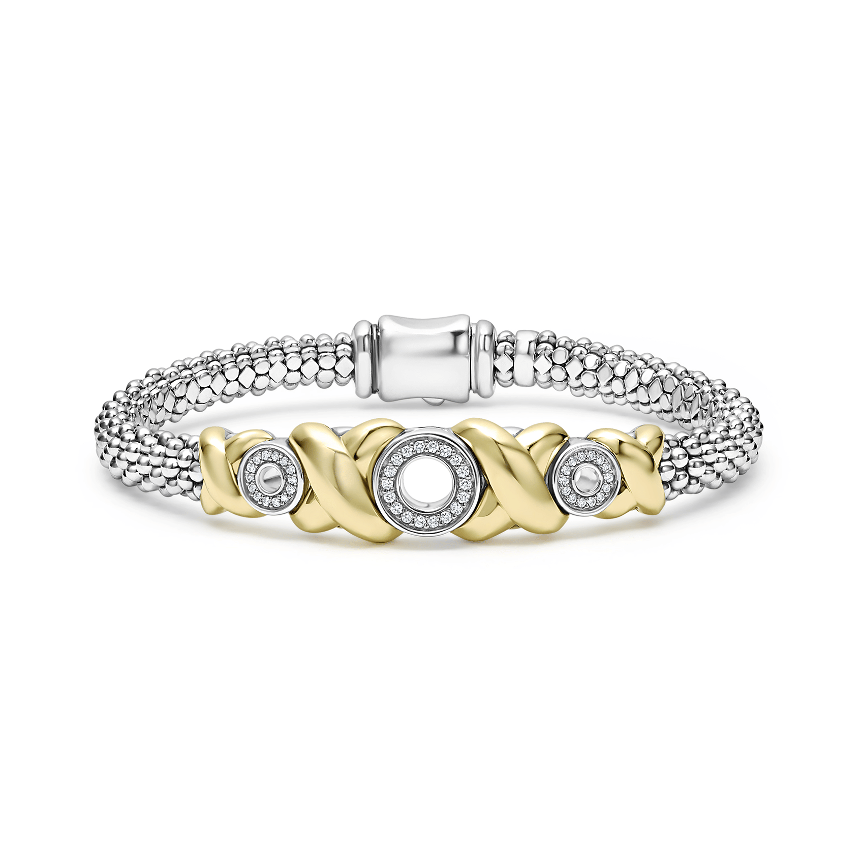 LAGOS Embrace 18K Gold X Diamond Bracelet, 6mm