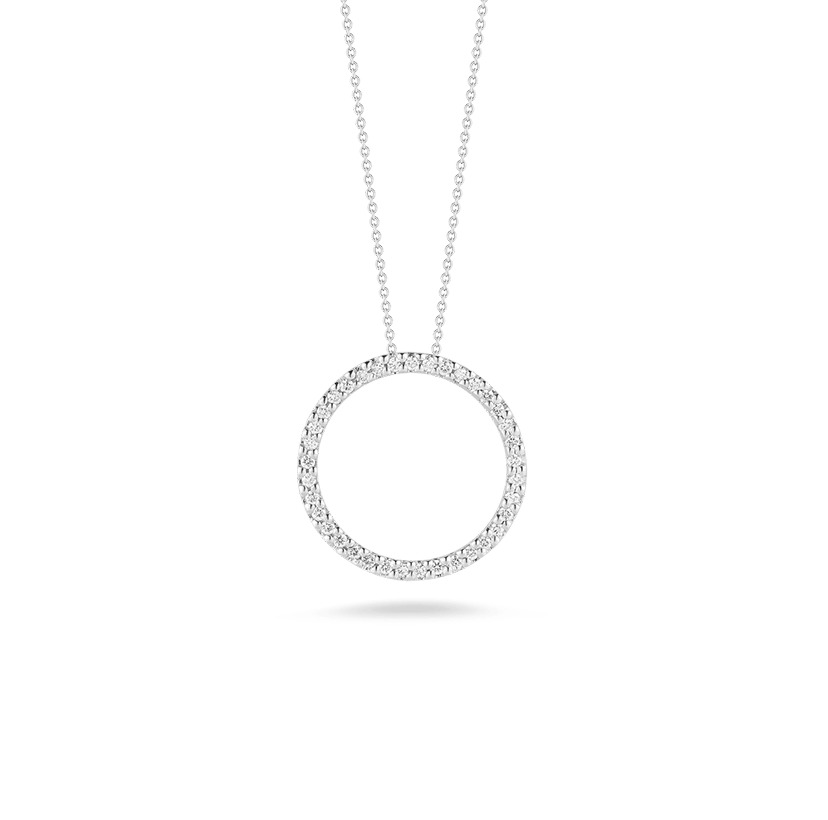 Roberto Coin Tiny Treasures White Gold Small Diamond Circle Necklace