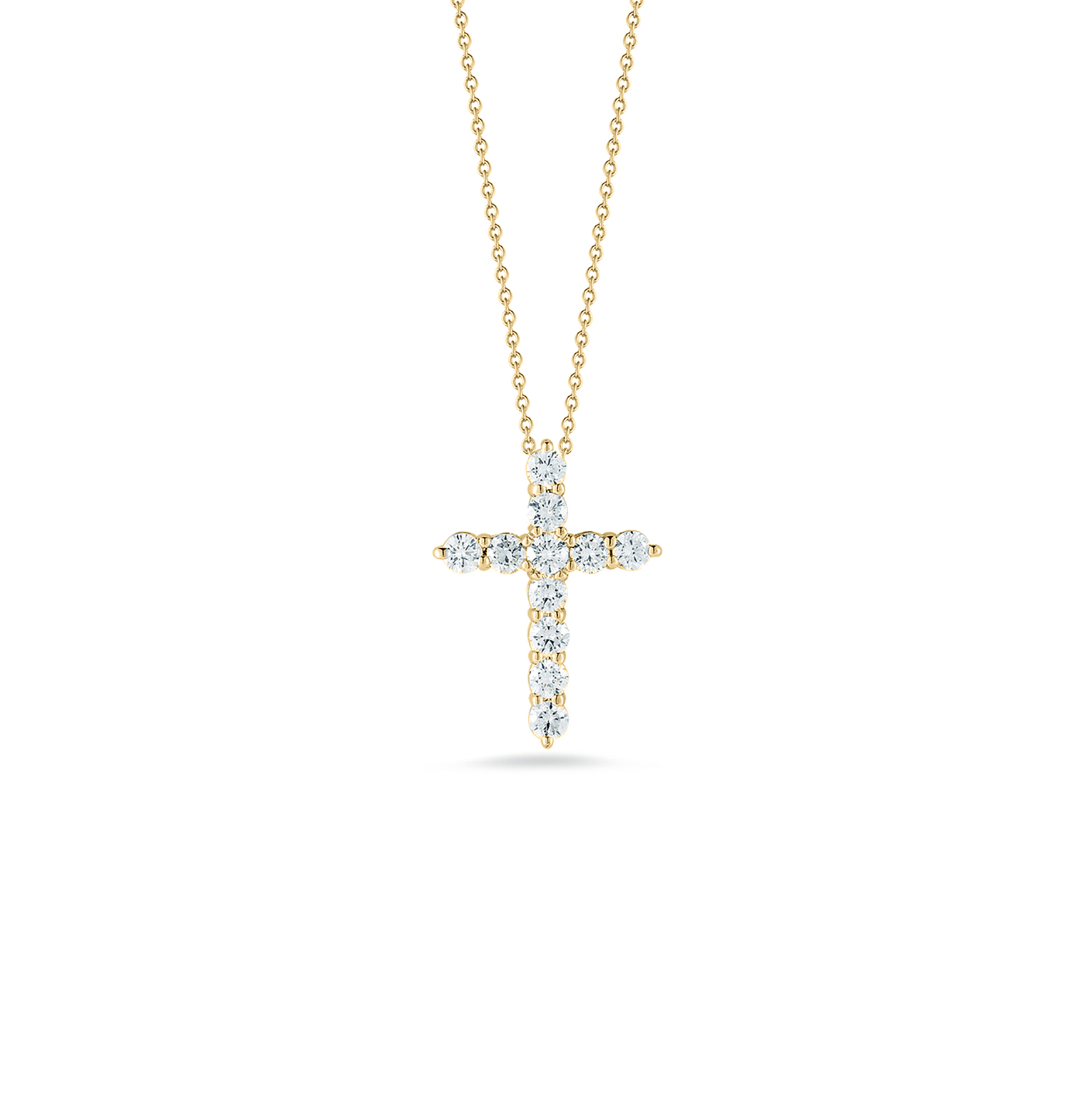 Roberto Coin Yellow Gold Small Diamond Cross Necklace