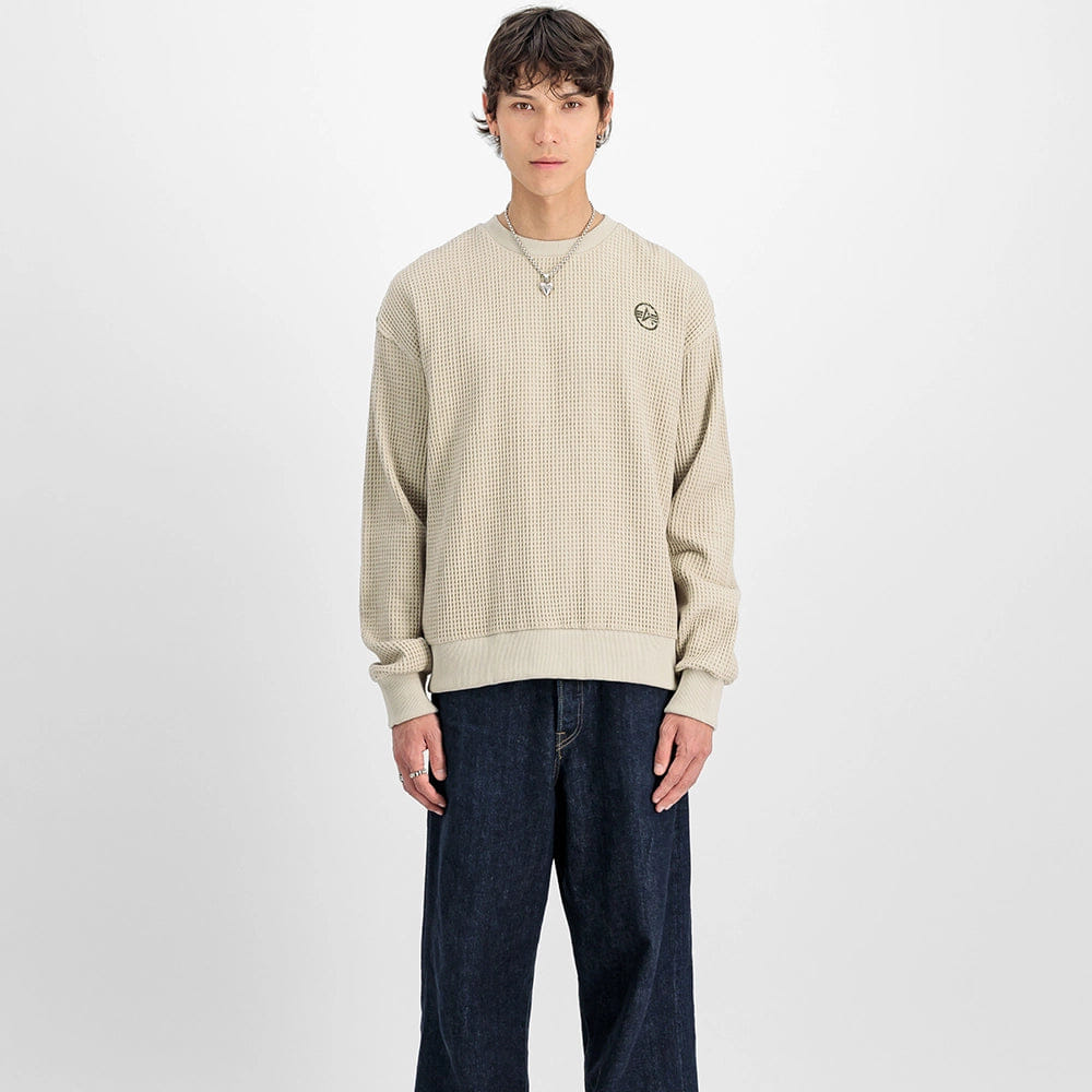 Alpha Industries Studio Waffle Crewneck Sweatshirt - Organic Beige