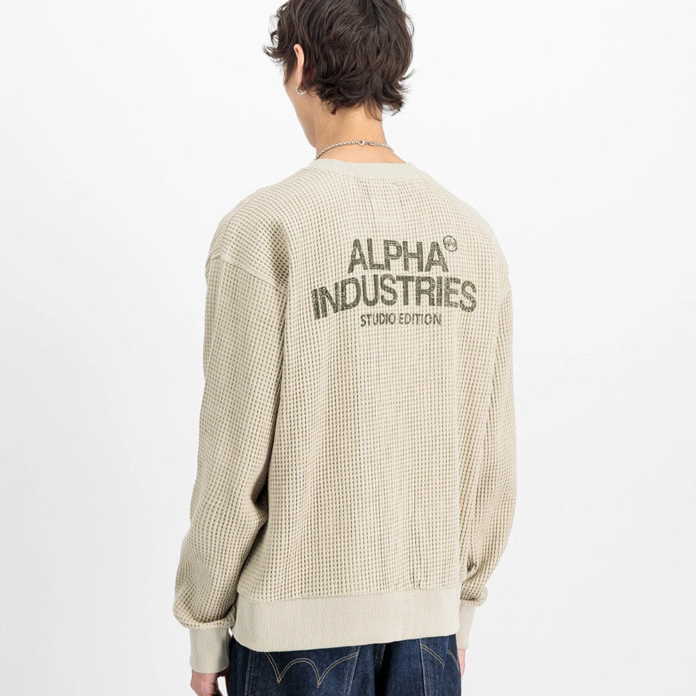 Alpha Industries Studio Waffle Crewneck Sweatshirt - Organic Beige