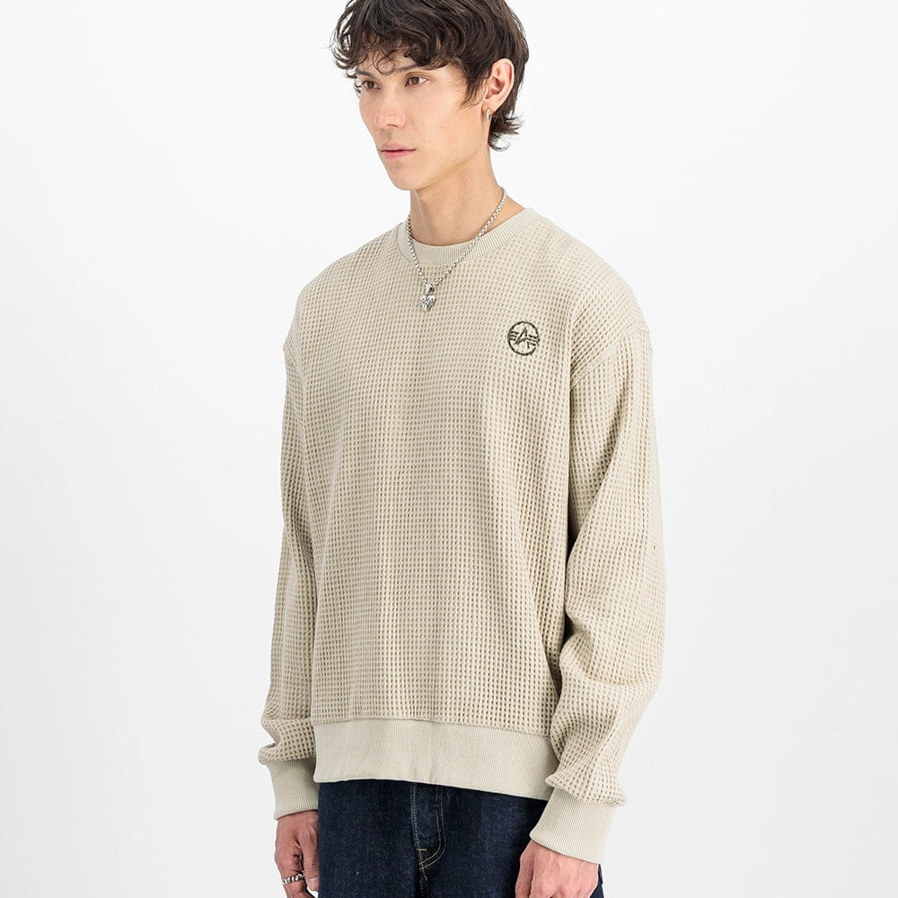Alpha Industries Studio Waffle Crewneck Sweatshirt - Organic Beige