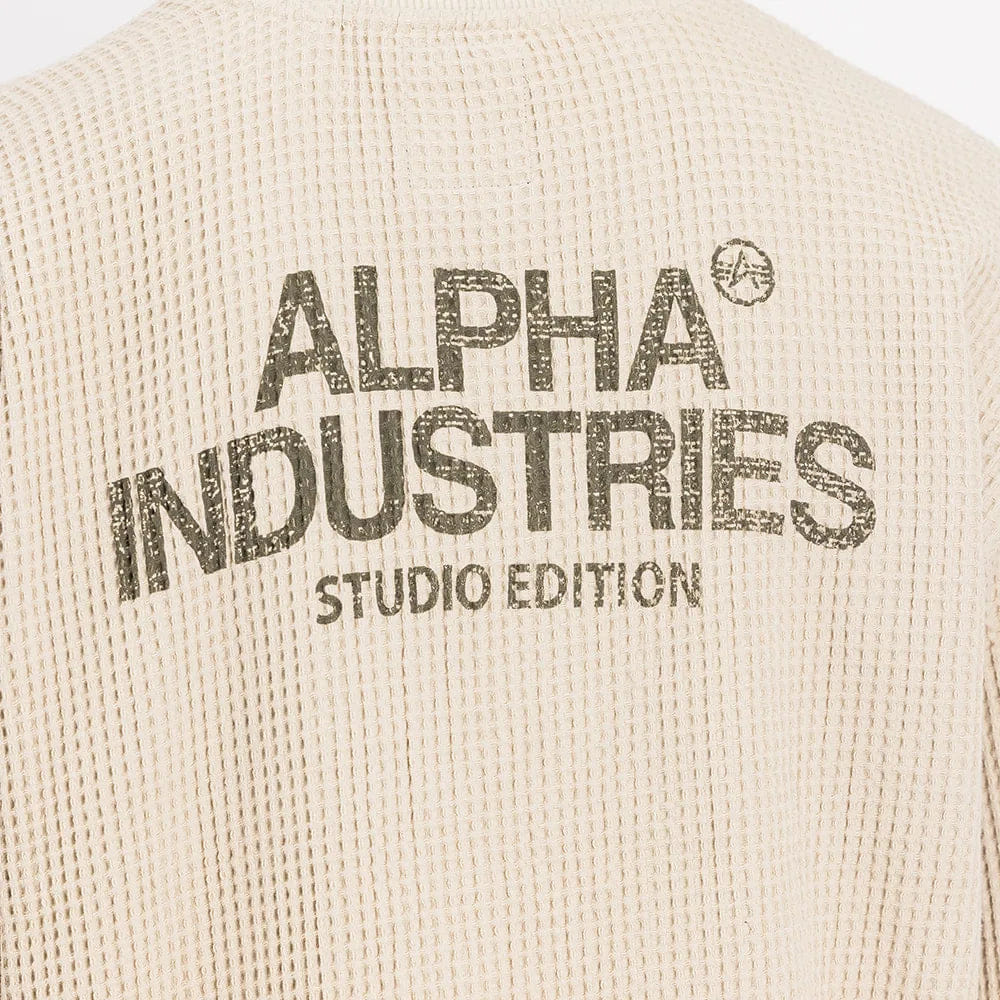 Alpha Industries Studio Waffle Crewneck Sweatshirt - Organic Beige