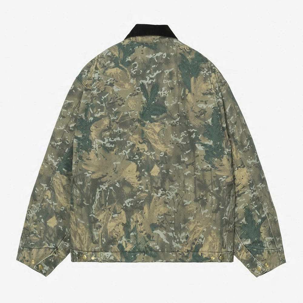 Carhartt Work in Progress Carhartt WIP OG Detroit Jacket Camo – Robuste Canvas Jacke in Green / Black
