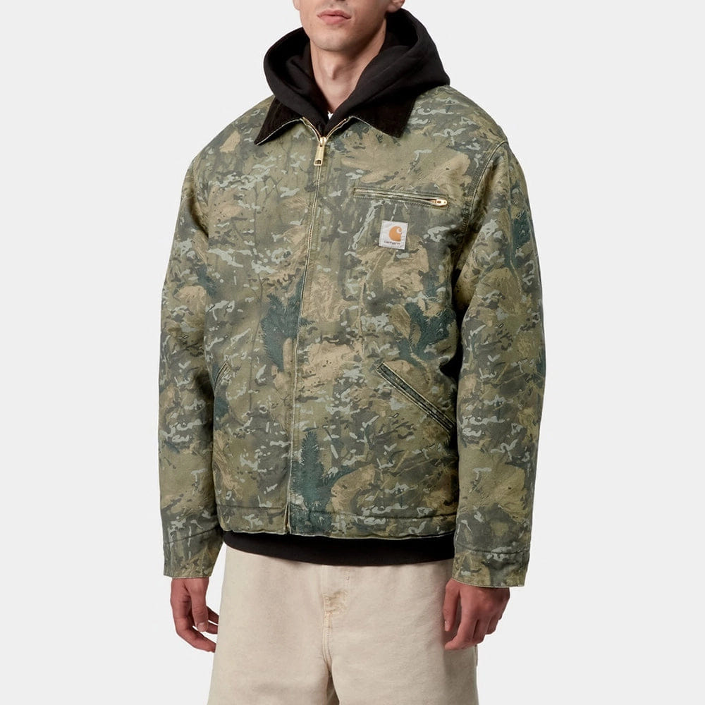 Carhartt Work in Progress Carhartt WIP OG Detroit Jacket Camo – Robuste Canvas Jacke in Green / Black