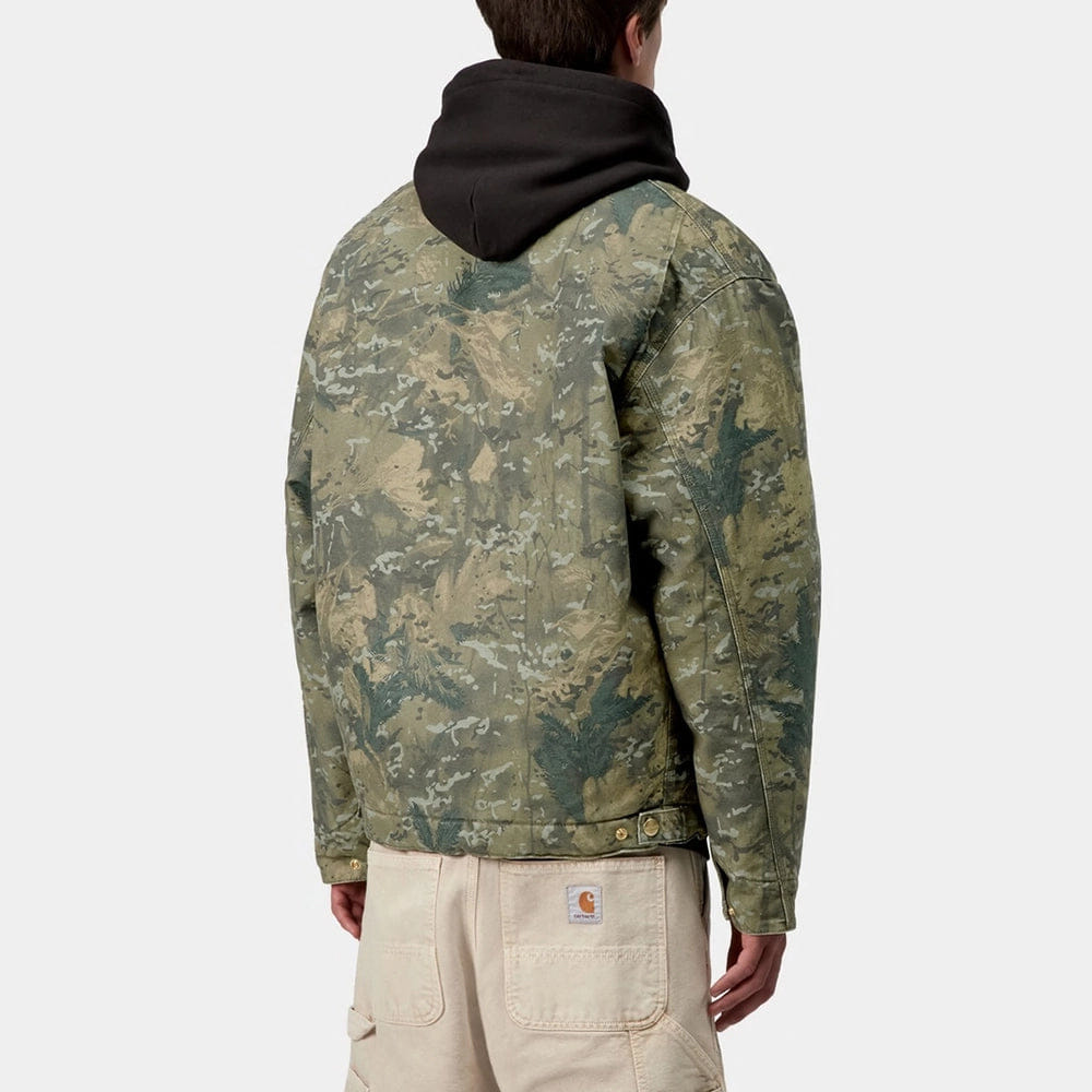 Carhartt Work in Progress Carhartt WIP OG Detroit Jacket Camo – Robuste Canvas Jacke in Green / Black