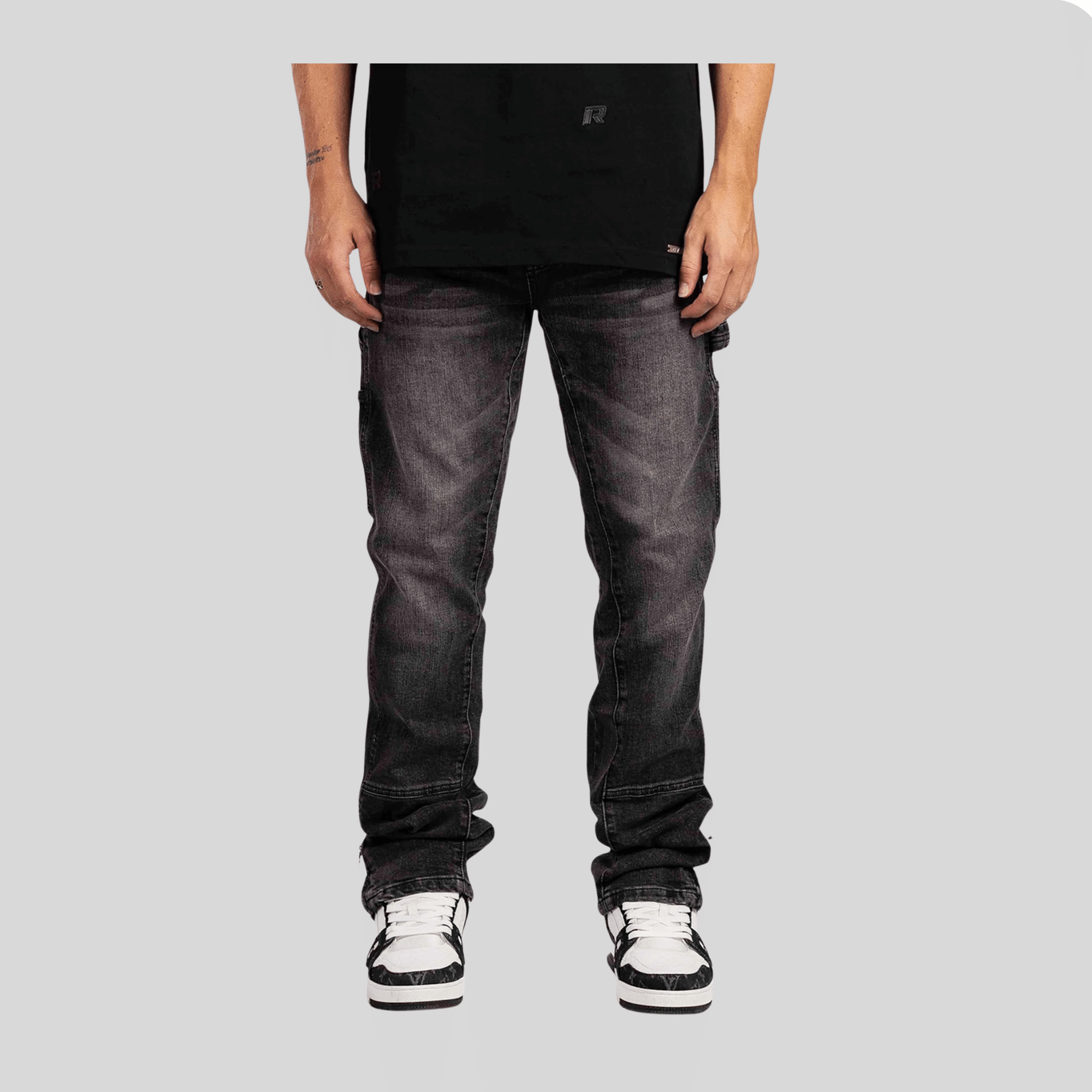 RIVERO STRAIGHT WORKER DENIM JEANS BLACK