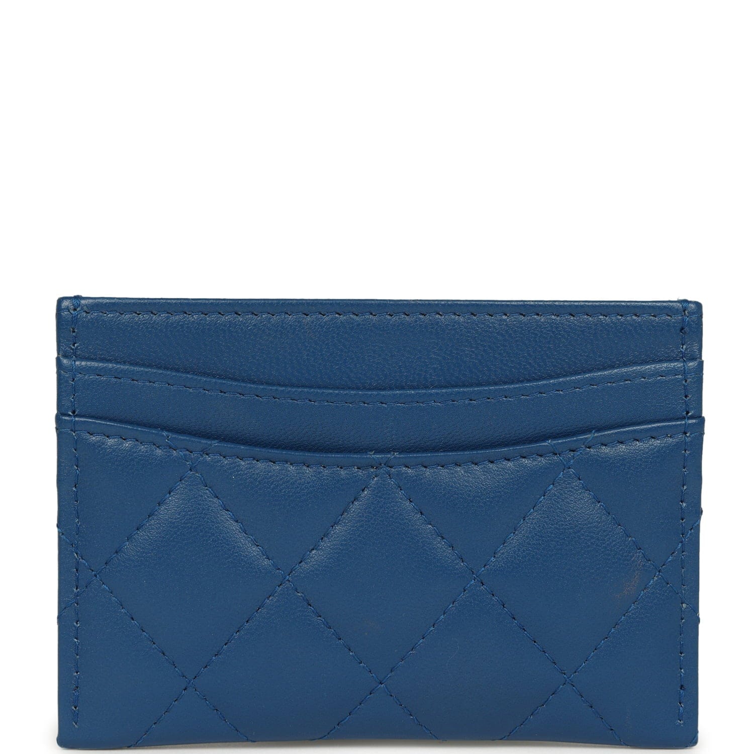 Chanel Classic Card Holder Dark Blue Lambskin Rainbow Hardware