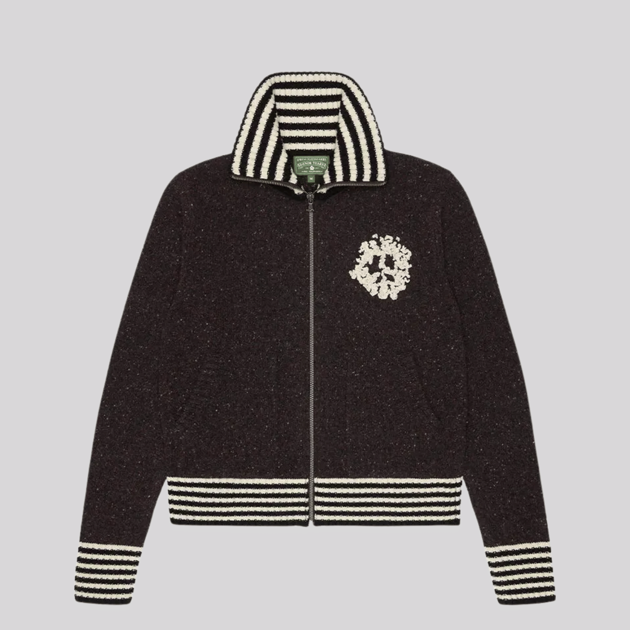 Denim Tears FW25 ZIP UP KNIT SWEATER - BLACK