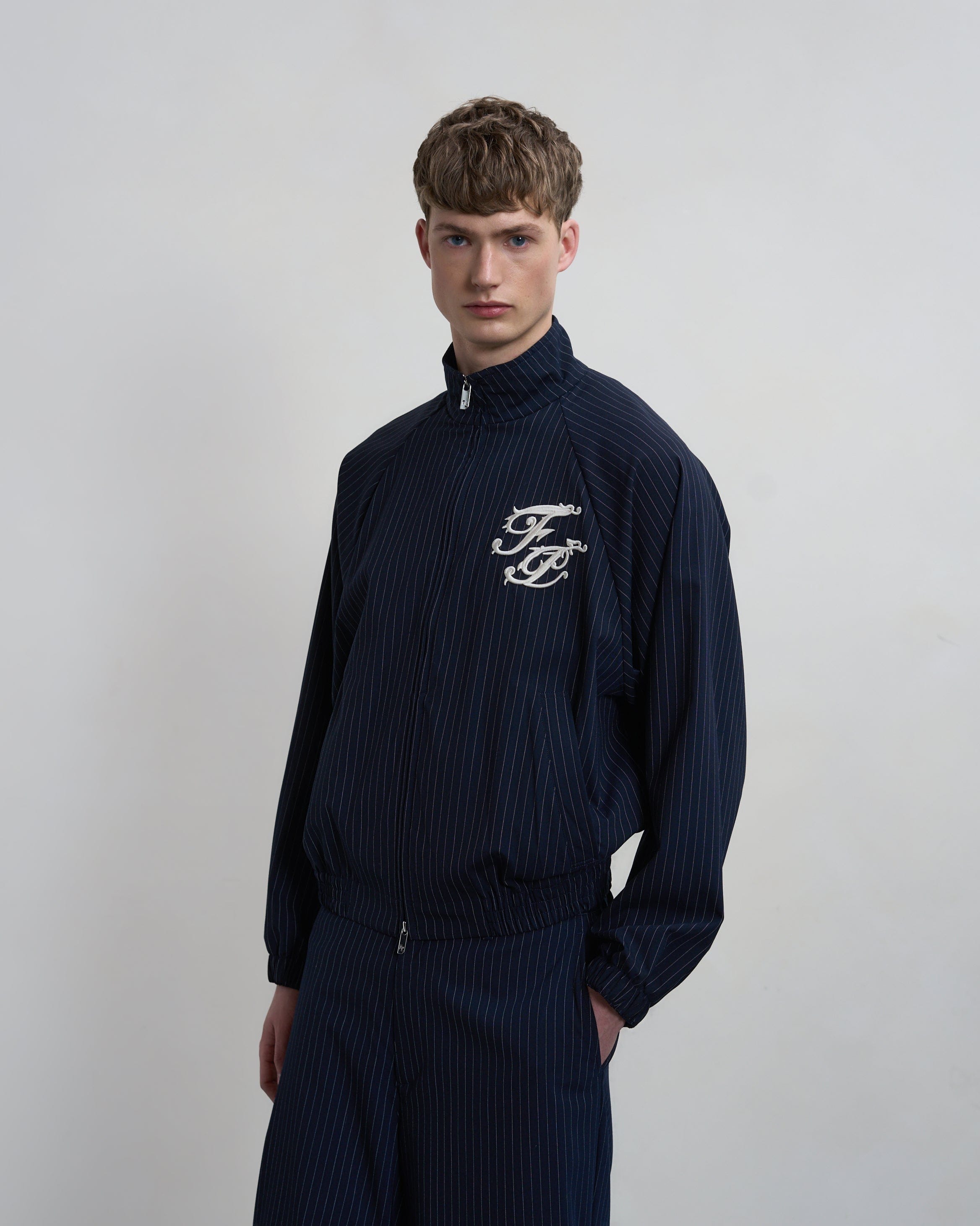 Trend Maven Track Jacket Pinstripe Blue