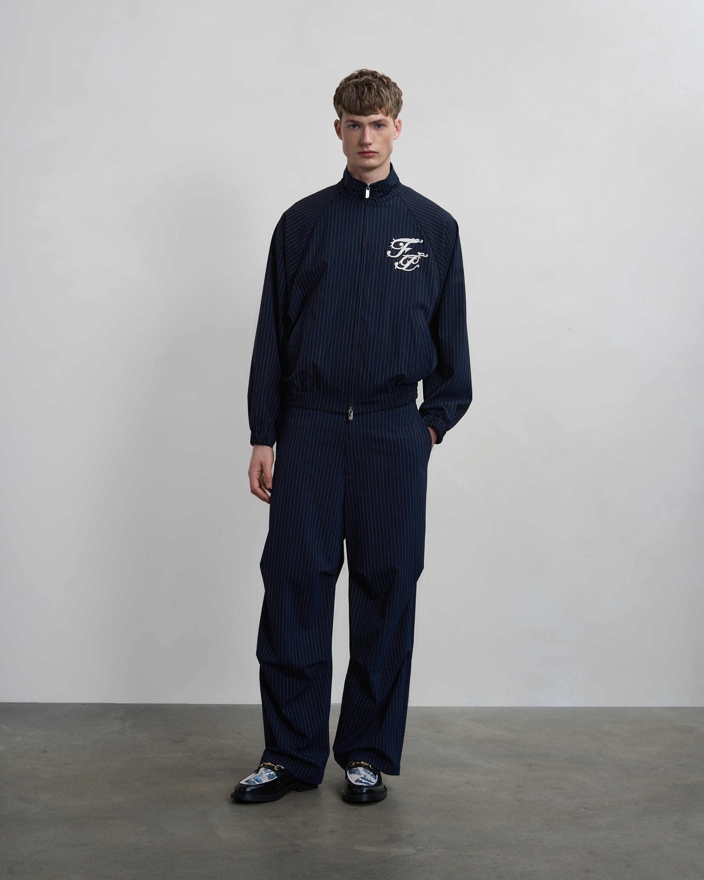 Entry Luxury Drapy Pants Pinstripe Blue