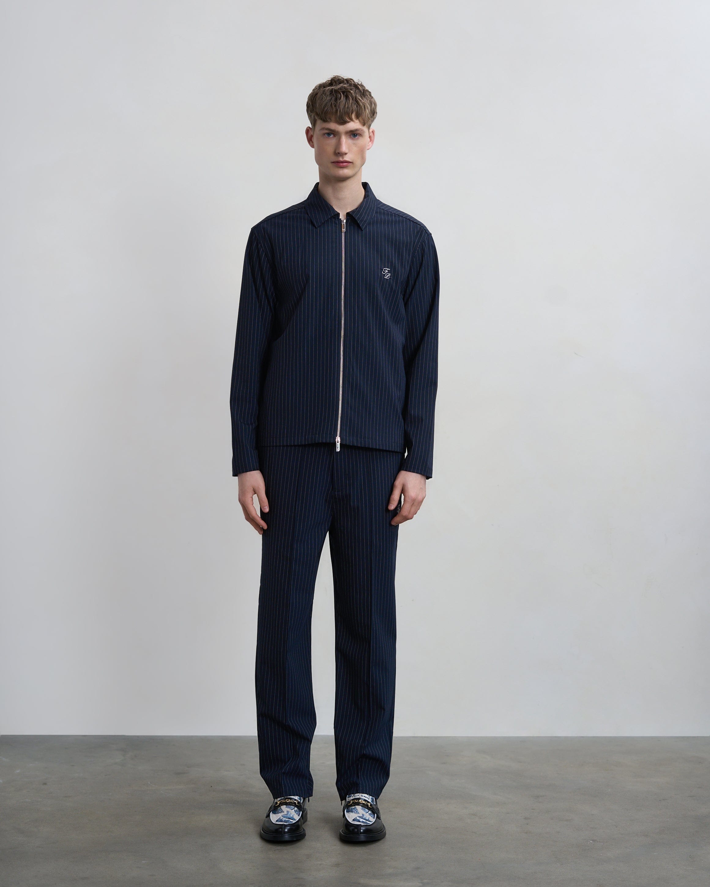 Entry Luxury Coach Jacket Pinstripe Maritime Blue
