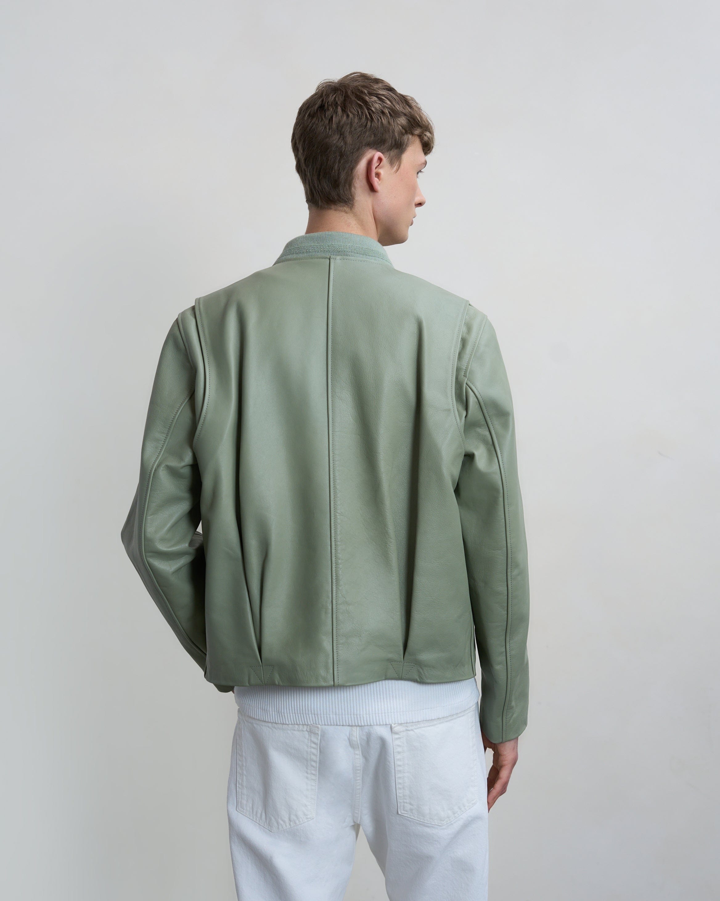 Entry Luxury Leather Bomber Jacket Tea