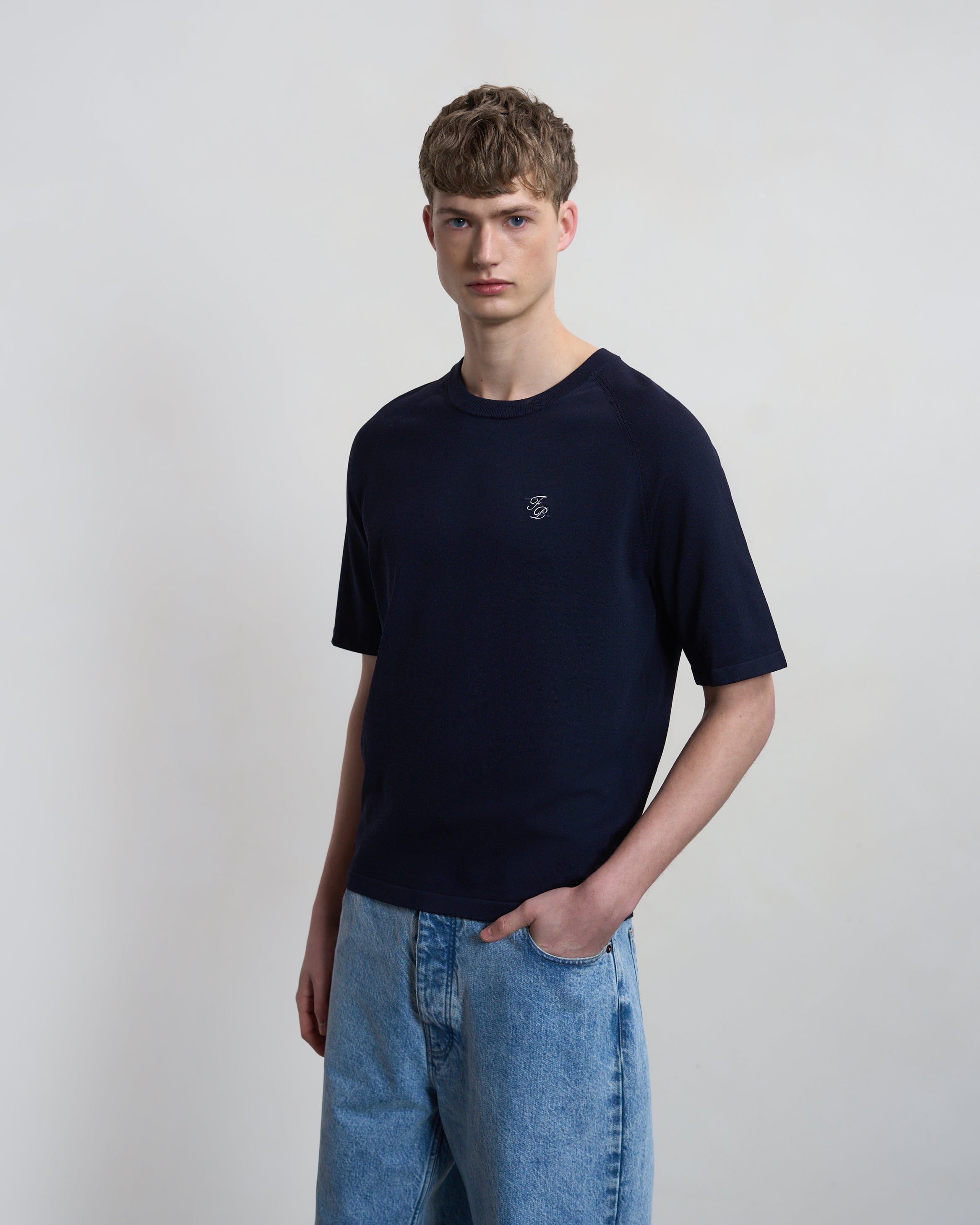 Conventional Knit T-shirt Raglan Navy