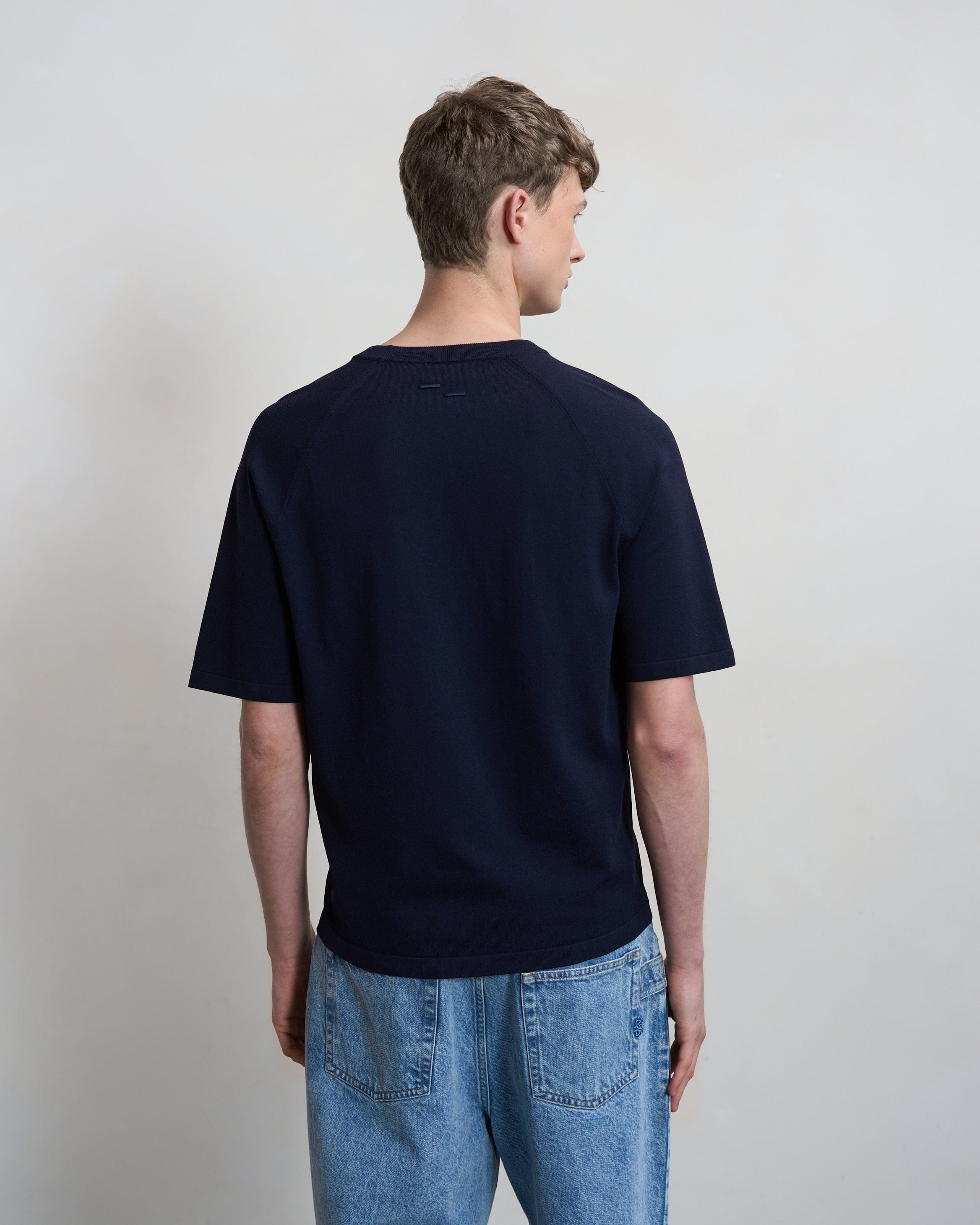 Conventional Knit T-shirt Raglan Navy