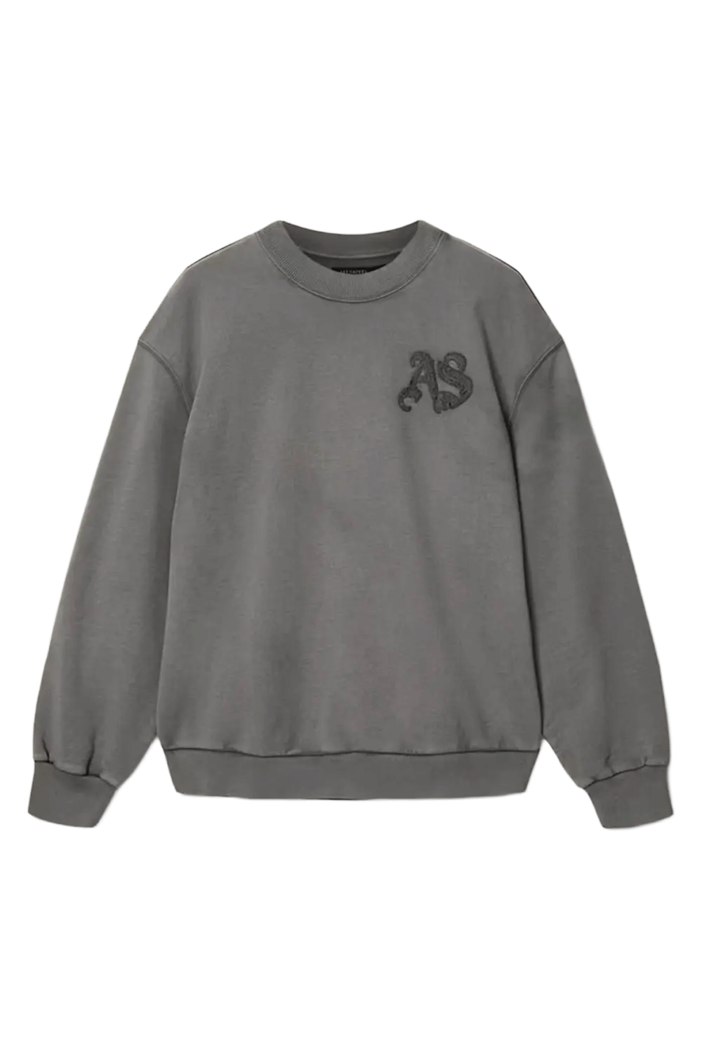 ALLSAINTS Insignia Crew Neck Cotton Sweatshirt Washed Black