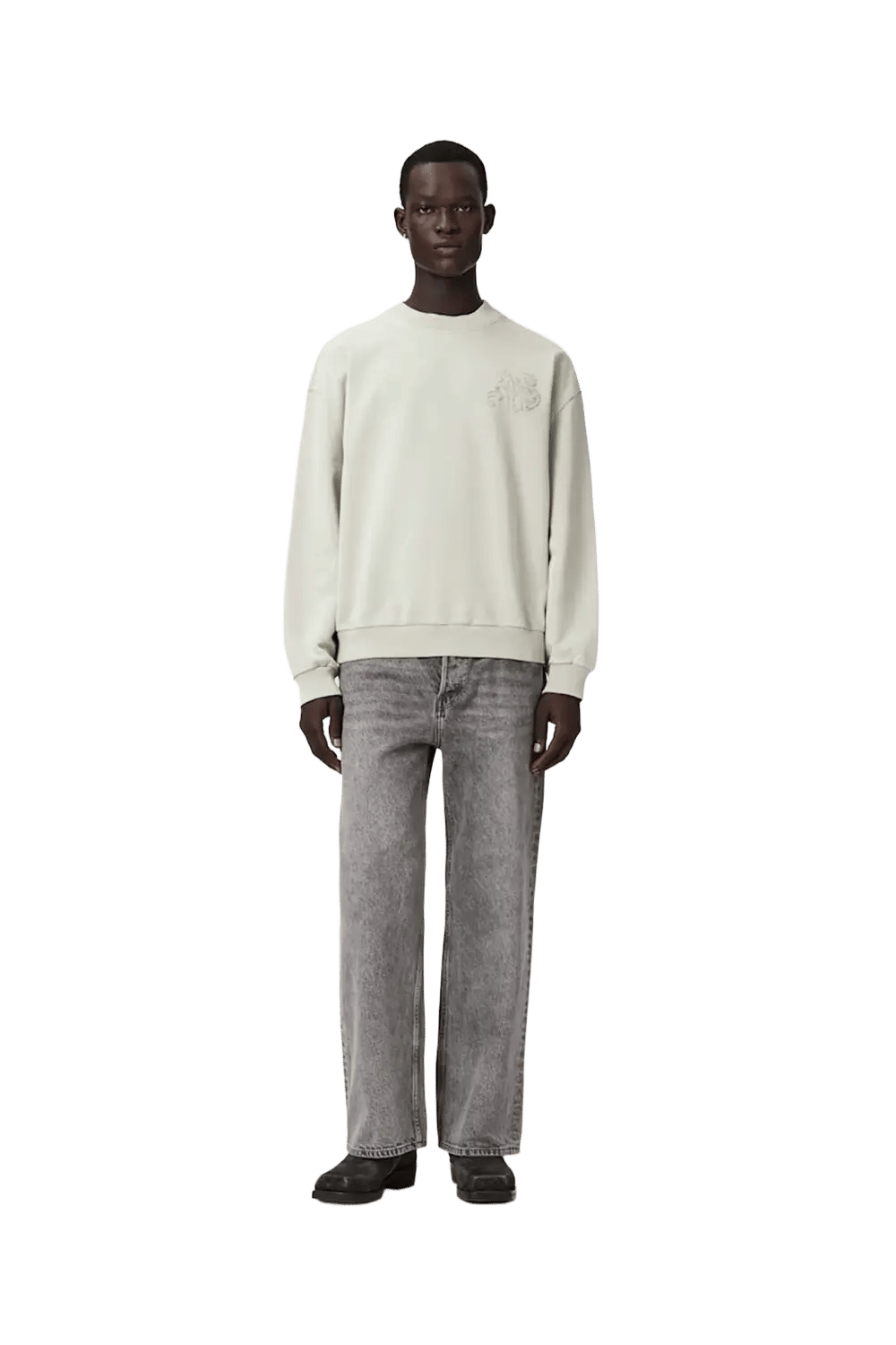 ALLSAINTS Insignia Crew Neck Cotton Sweatshirt Sea Green