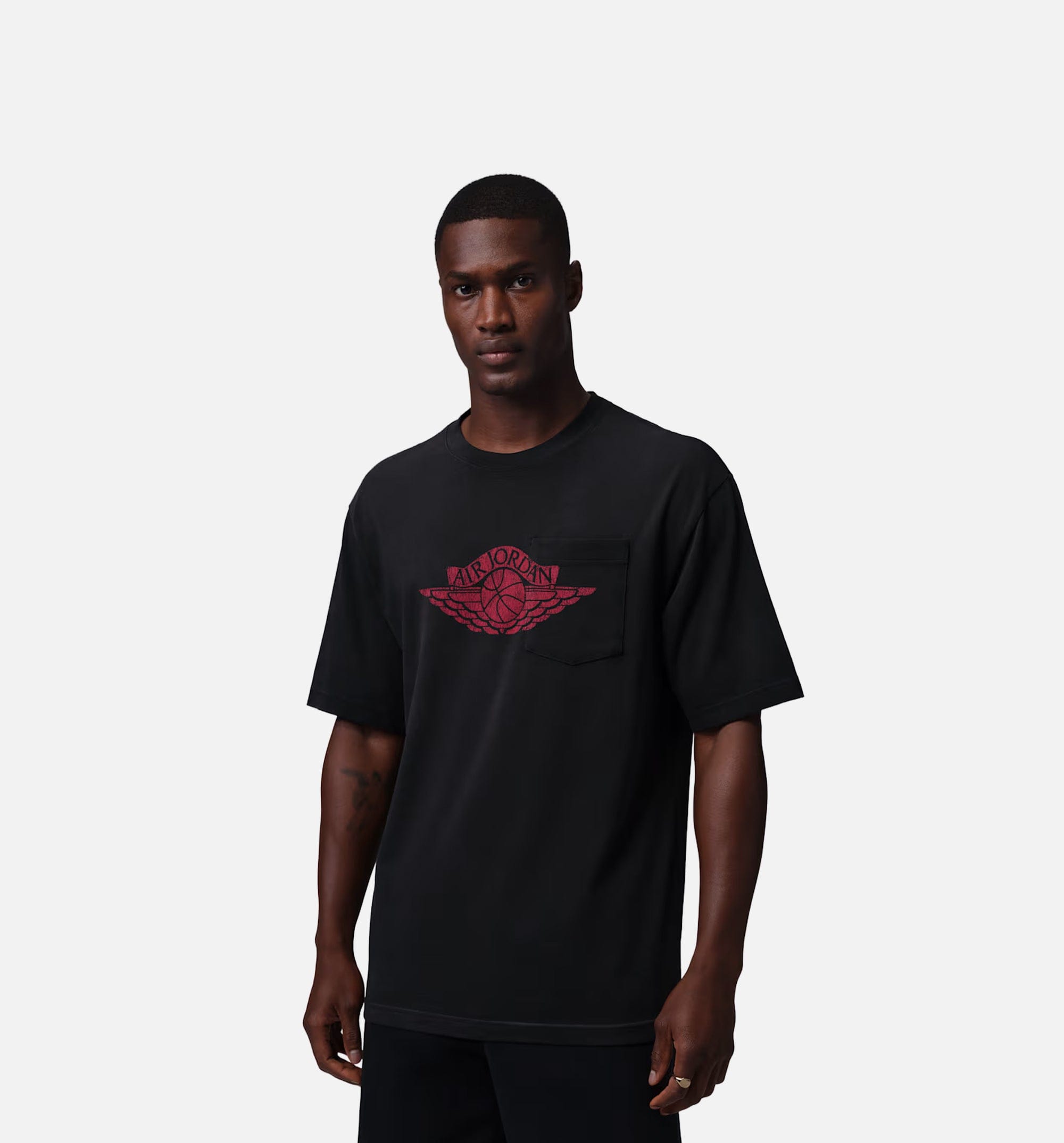 Air Jordan Flight Essentials Pocket Mens Short Sleeve Shirt - Black/University Red