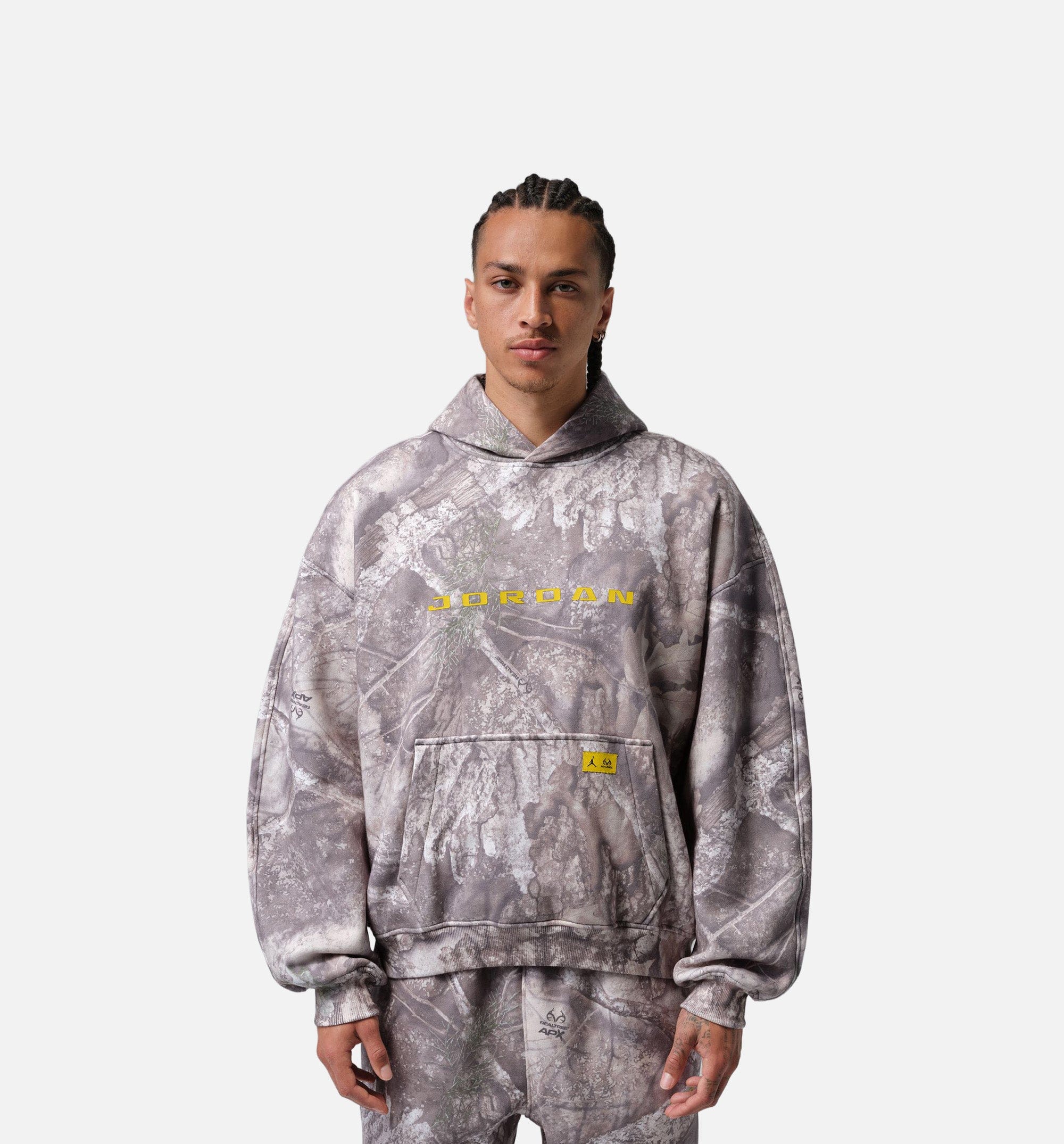 Air Jordan RealTree Fleece Pullover Mens Hoodie - White/Bright Citron