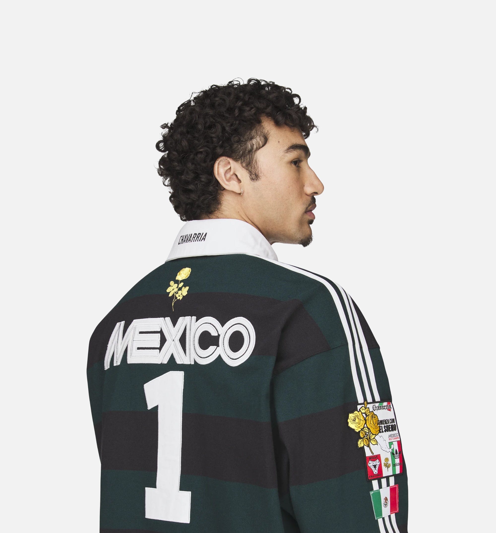 adidas Chavarria Rugby Mens Long Sleeve Shirt - Black/Aurora Ivy