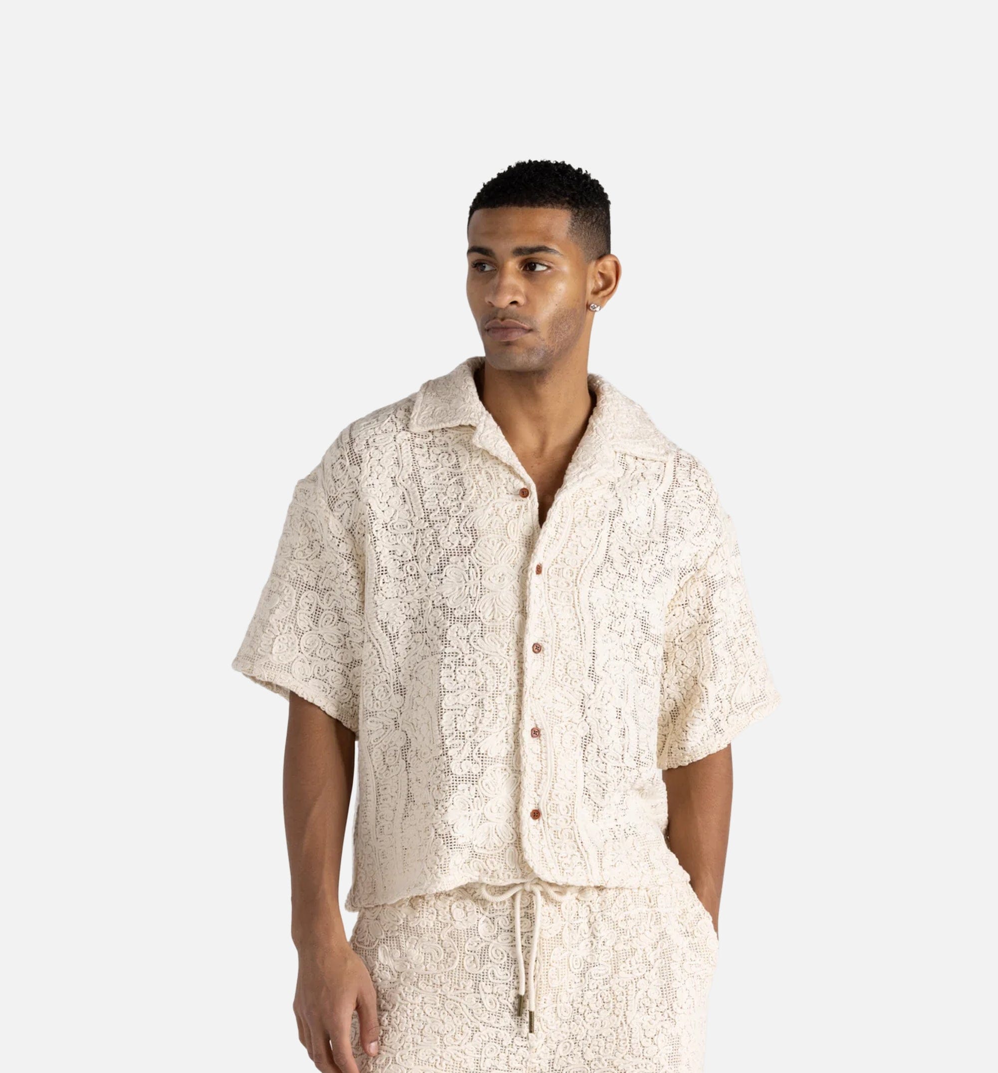 HONOR Mind Maze Camp Mens Short Sleeve Shirt - Natural