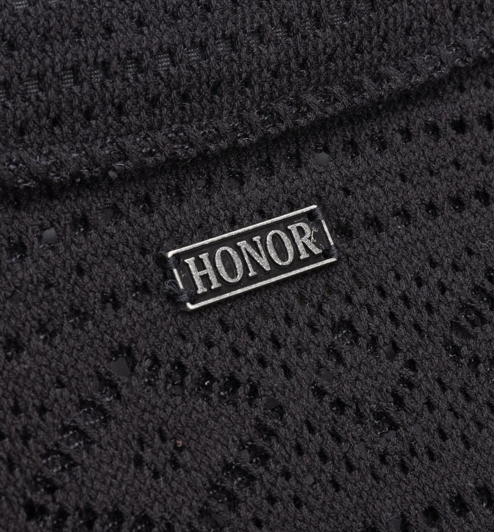 HONOR Pointelle Crochet Mens Short Sleeve Shirt - Black