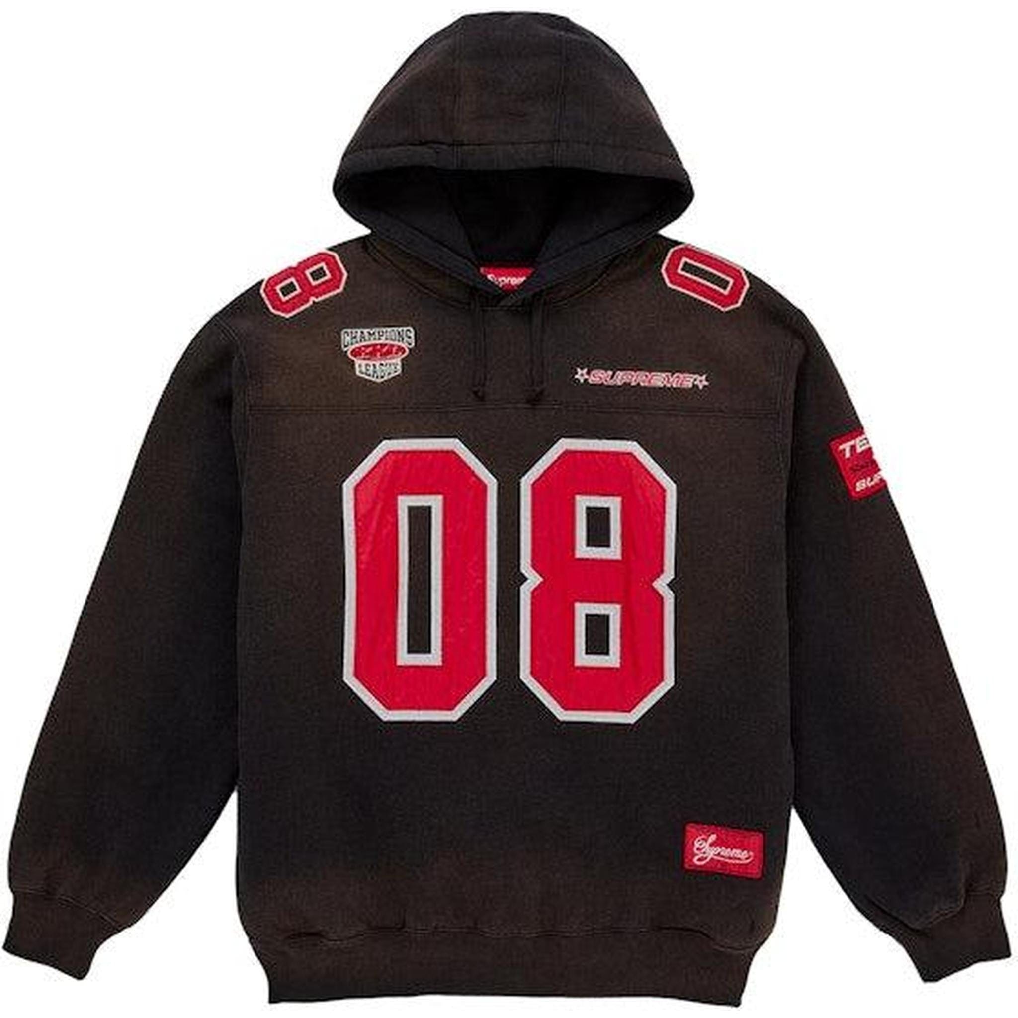 Supreme Football Jersey Hooded Sweatshirt Black