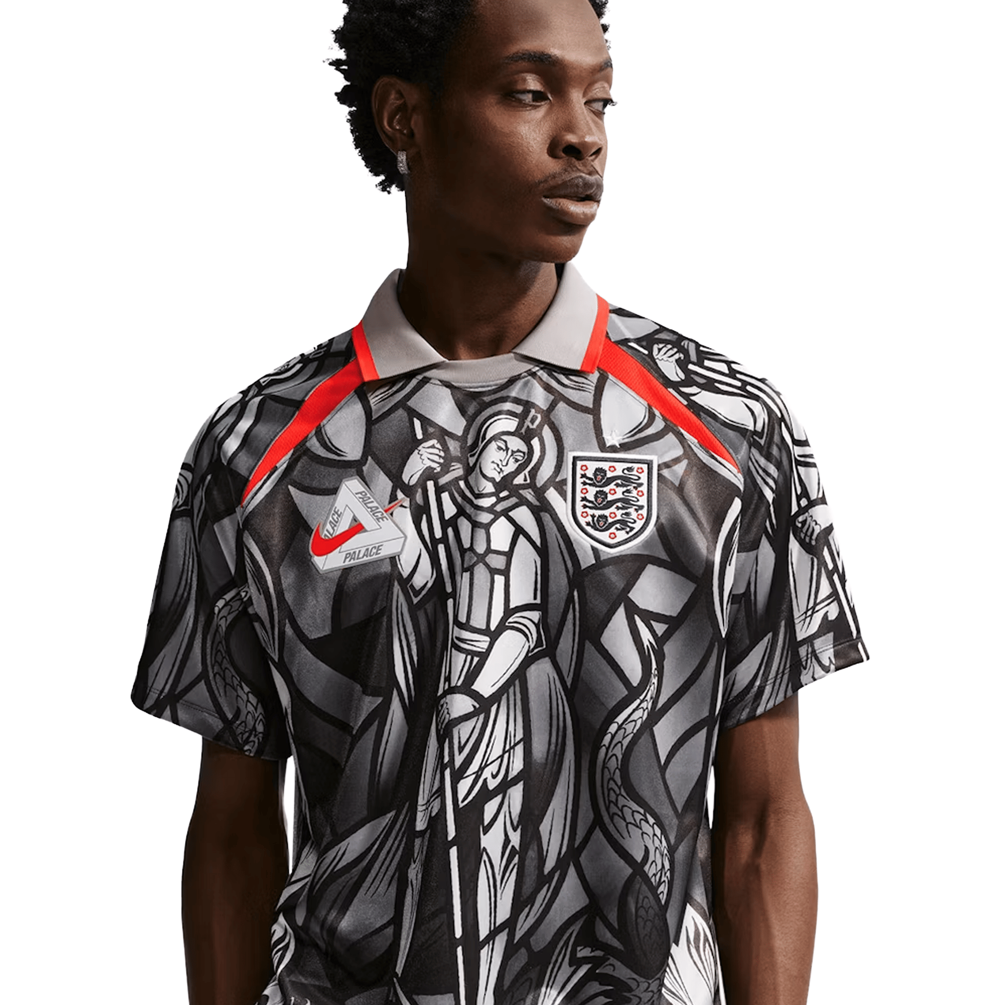 Palace Nike x Palace England Dri-FIT Football Jersey Pewter Grey/Bright Crimson (SS26)