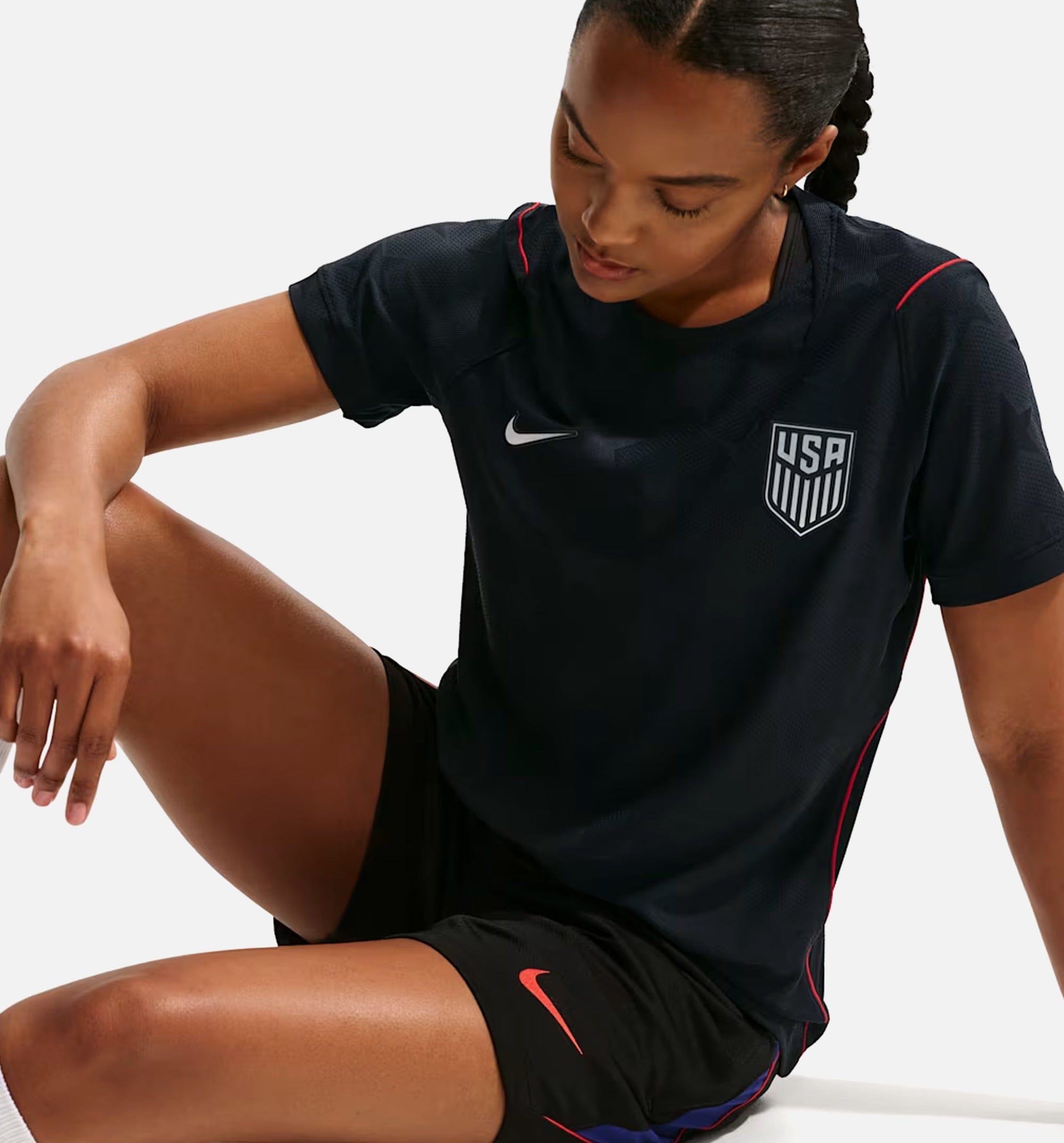 Nike USMNT 2026/27 Match Away Aero Fit Soccer Authentic Womens Jersey - Dark Obsidian/University Red/Pure Platinum