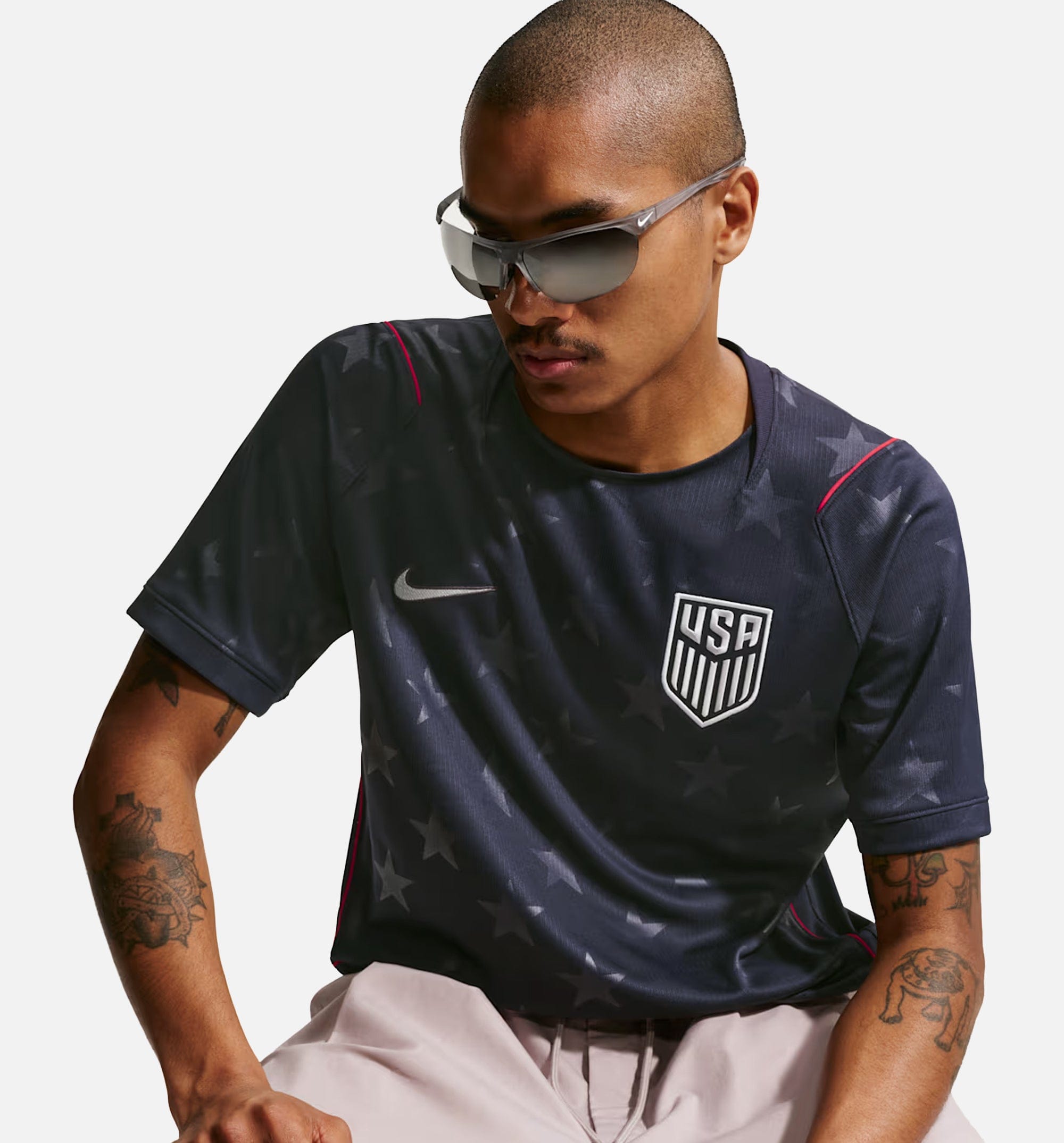 Nike USMNT 2026 Stadium Away Dri Fit Soccer Replica Mens Jersey - Dark Obsidian/University Red/Pure Platinum