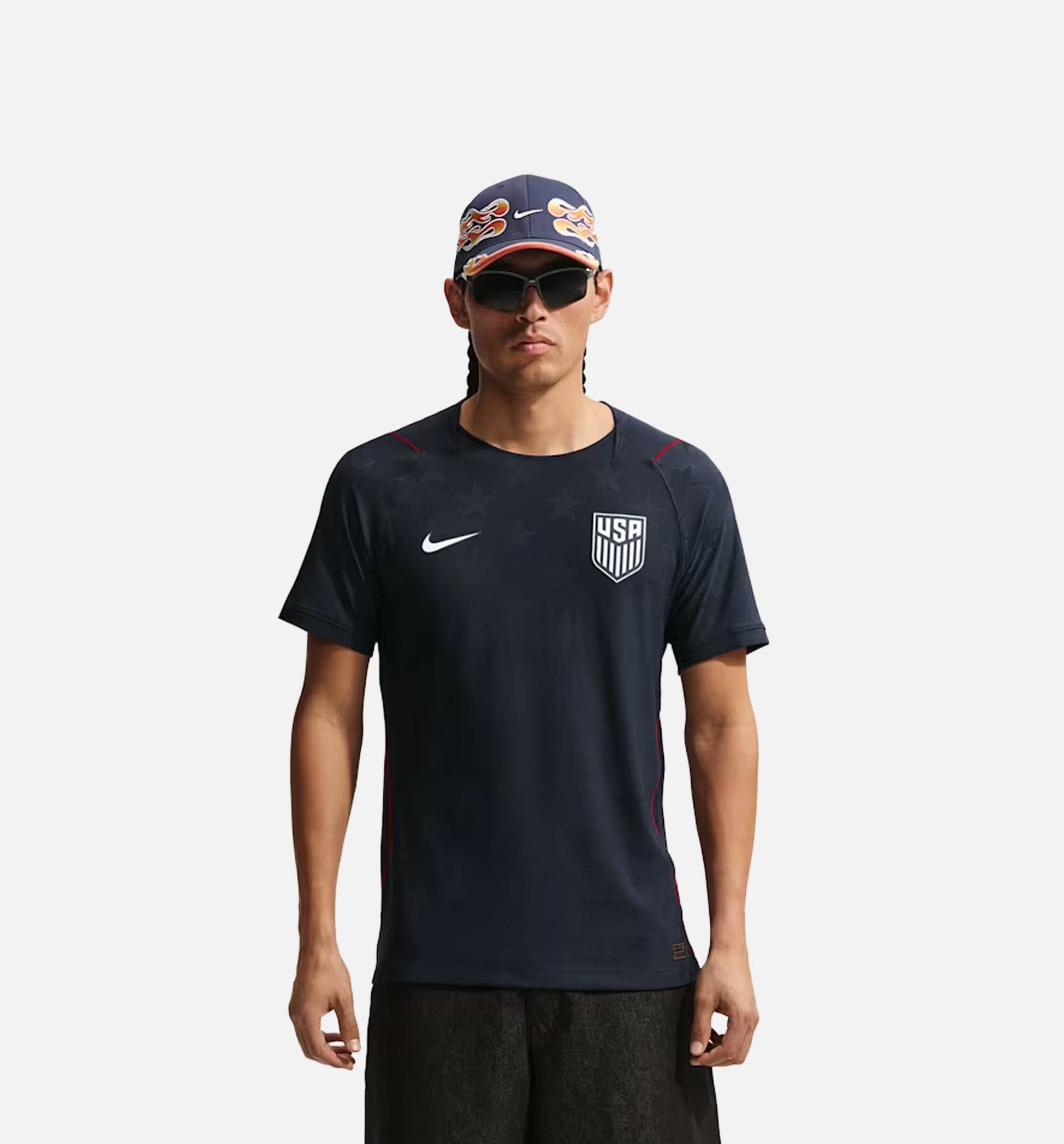 Nike USMNT 2026/27 Match Away Aero Fit Soccer Authentic Mens Jersey - Dark Obsidian/University Red/Pure Platinum