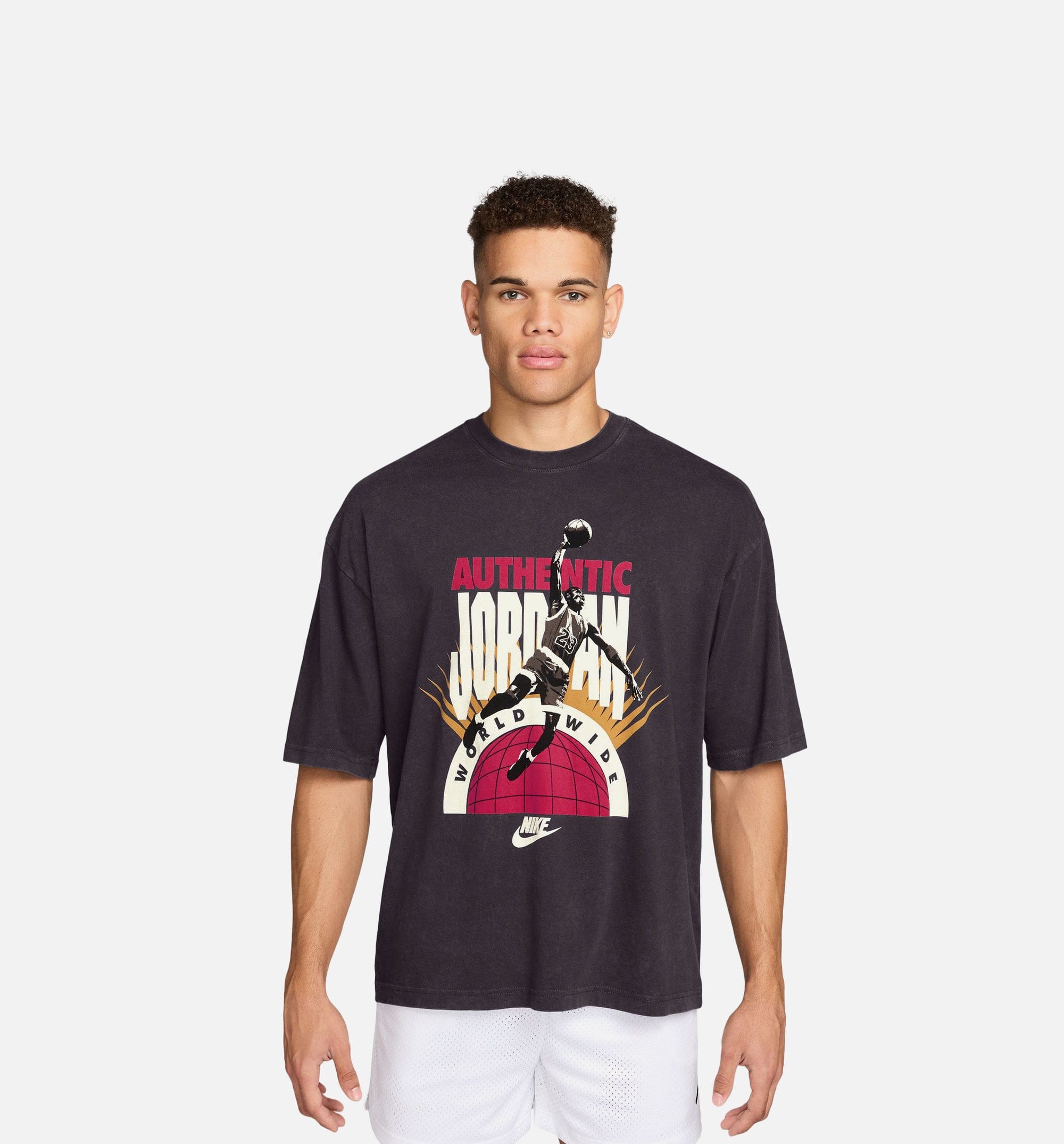 Air Jordan Oversized Reissue Mens Short Sleeve Shirt - Off Noir/Infrared 23