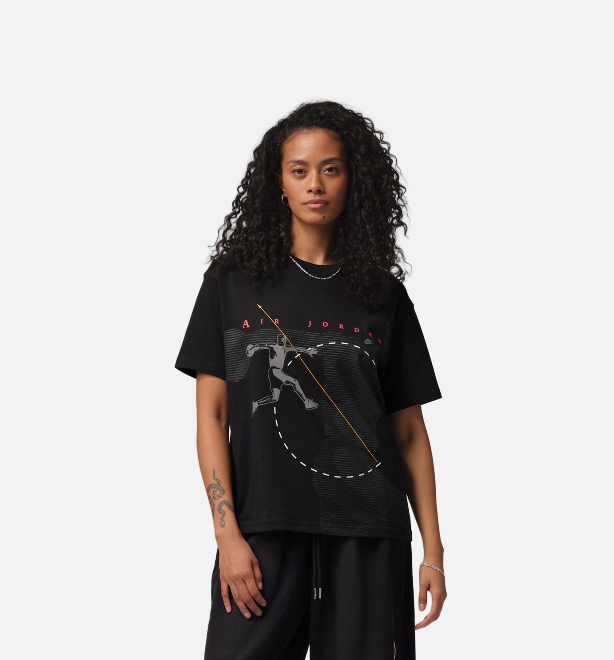 Air Jordan Flight Graphic Womens Short Sleeve Shirt - Black/Smoke Grey