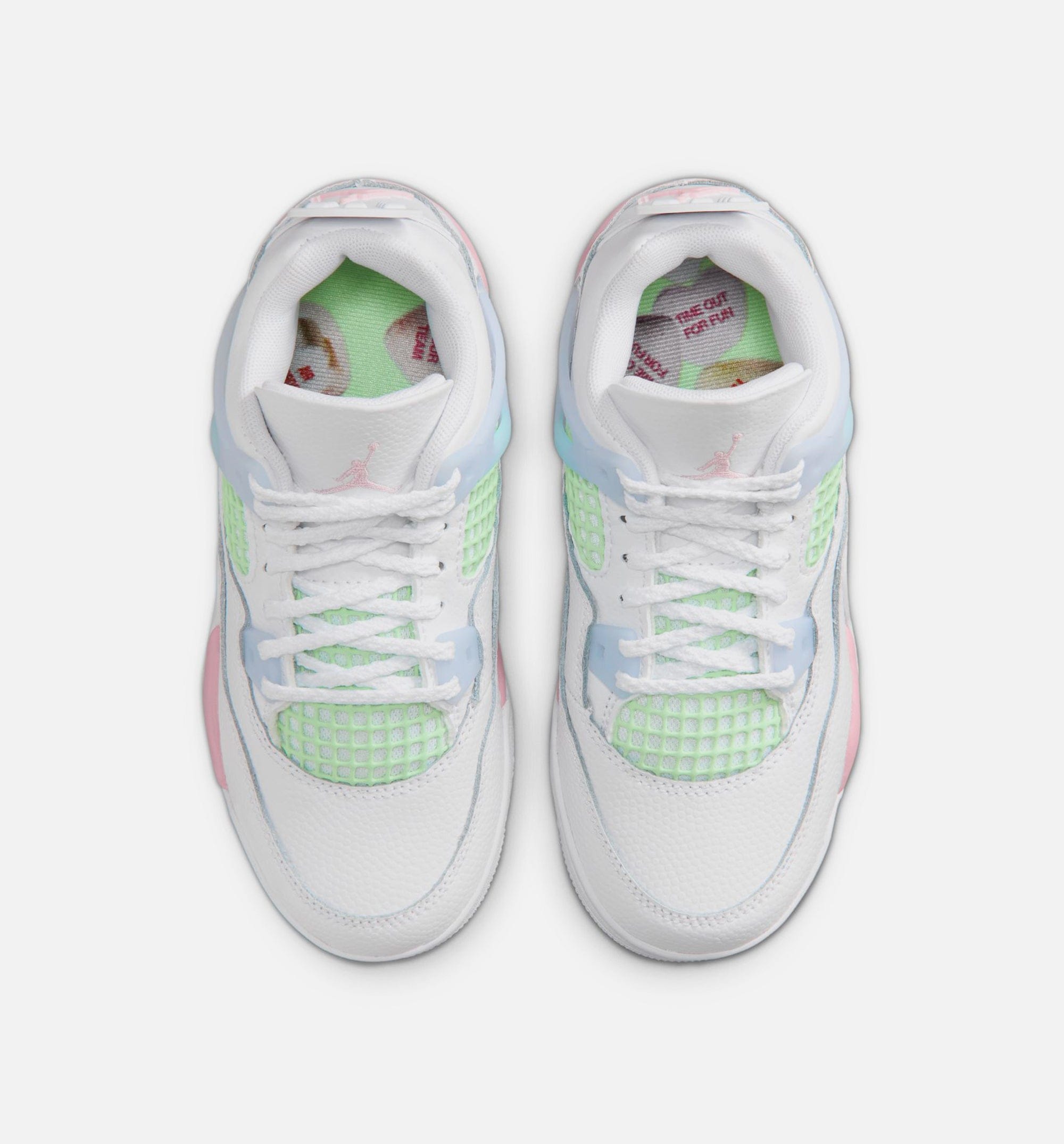 Air Jordan 4 Retro Medium Soft Pink Preschool Lifestyle Shoe - White/Medium Soft Pink/Half Blue
